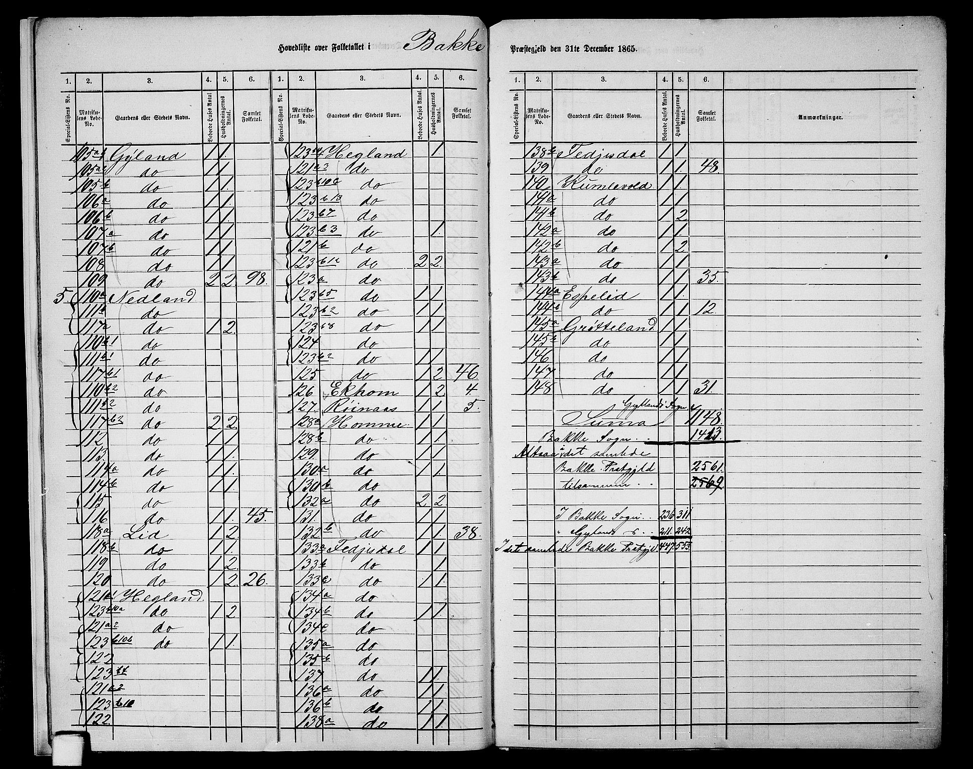 RA, Folketelling 1865 for 1045P Bakke prestegjeld, 1865, s. 10