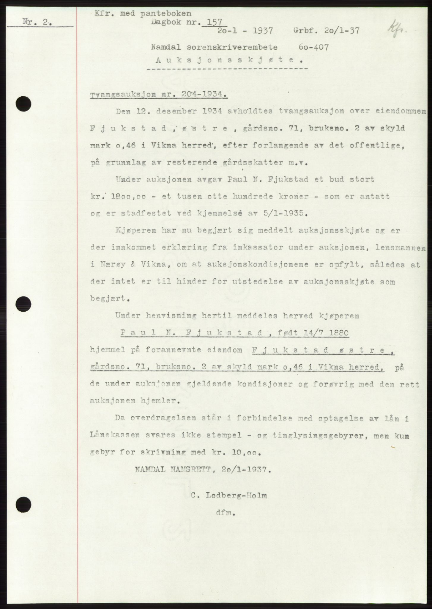Namdal sorenskriveri, SAT/A-4133/1/2/2C: Pantebok nr. -, 1937-1939, Tingl.dato: 20.01.1937