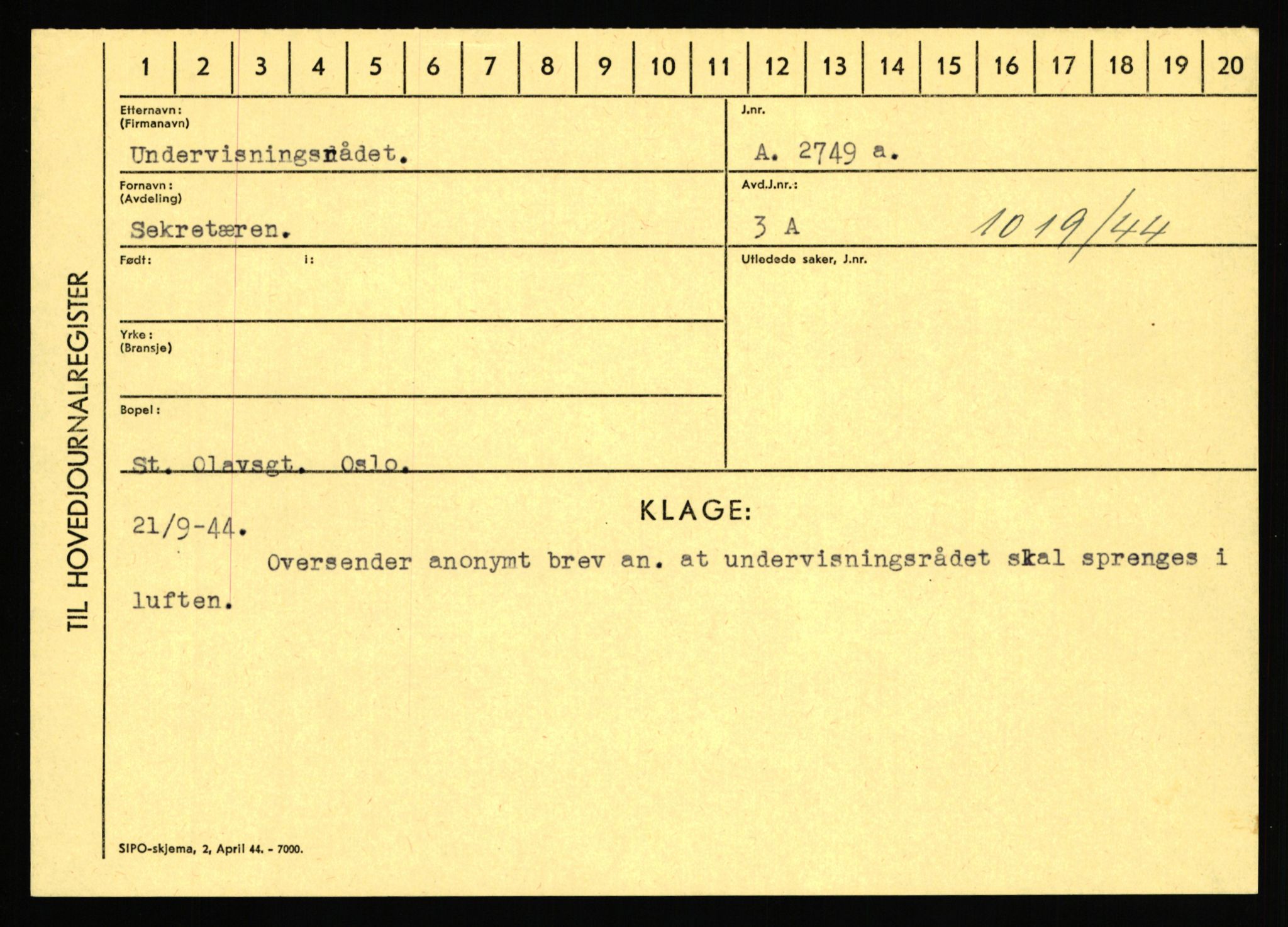 Statspolitiet - Hovedkontoret / Osloavdelingen, AV/RA-S-1329/C/Ca/L0016: Uberg - Øystese, 1943-1945, s. 244