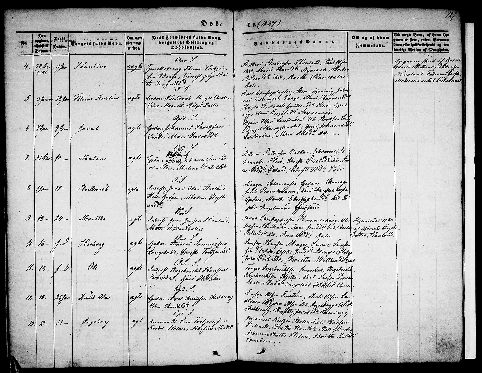 Tysnes sokneprestembete, AV/SAB-A-78601/H/Haa: Ministerialbok nr. A 9, 1837-1848, s. 127