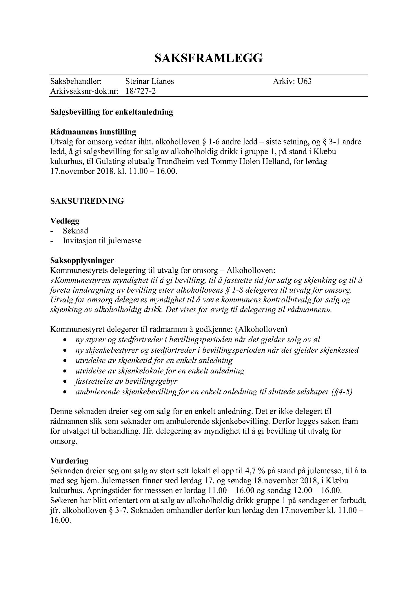 Klæbu Kommune, TRKO/KK/05-UOm/L009: Utvalg for omsorg - Møtedokumenter, 2018, s. 209