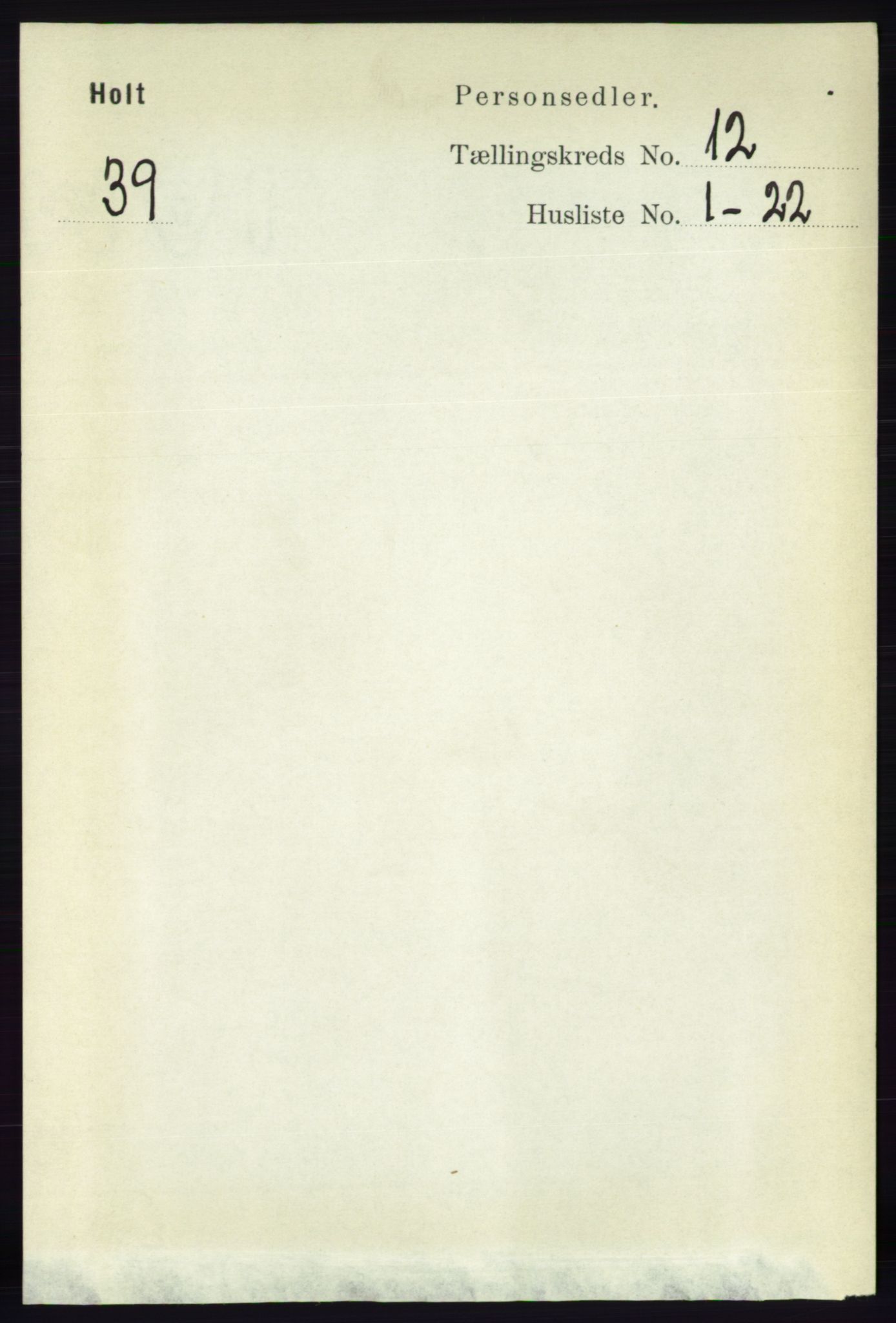 RA, Folketelling 1891 for 0914 Holt herred, 1891, s. 5060