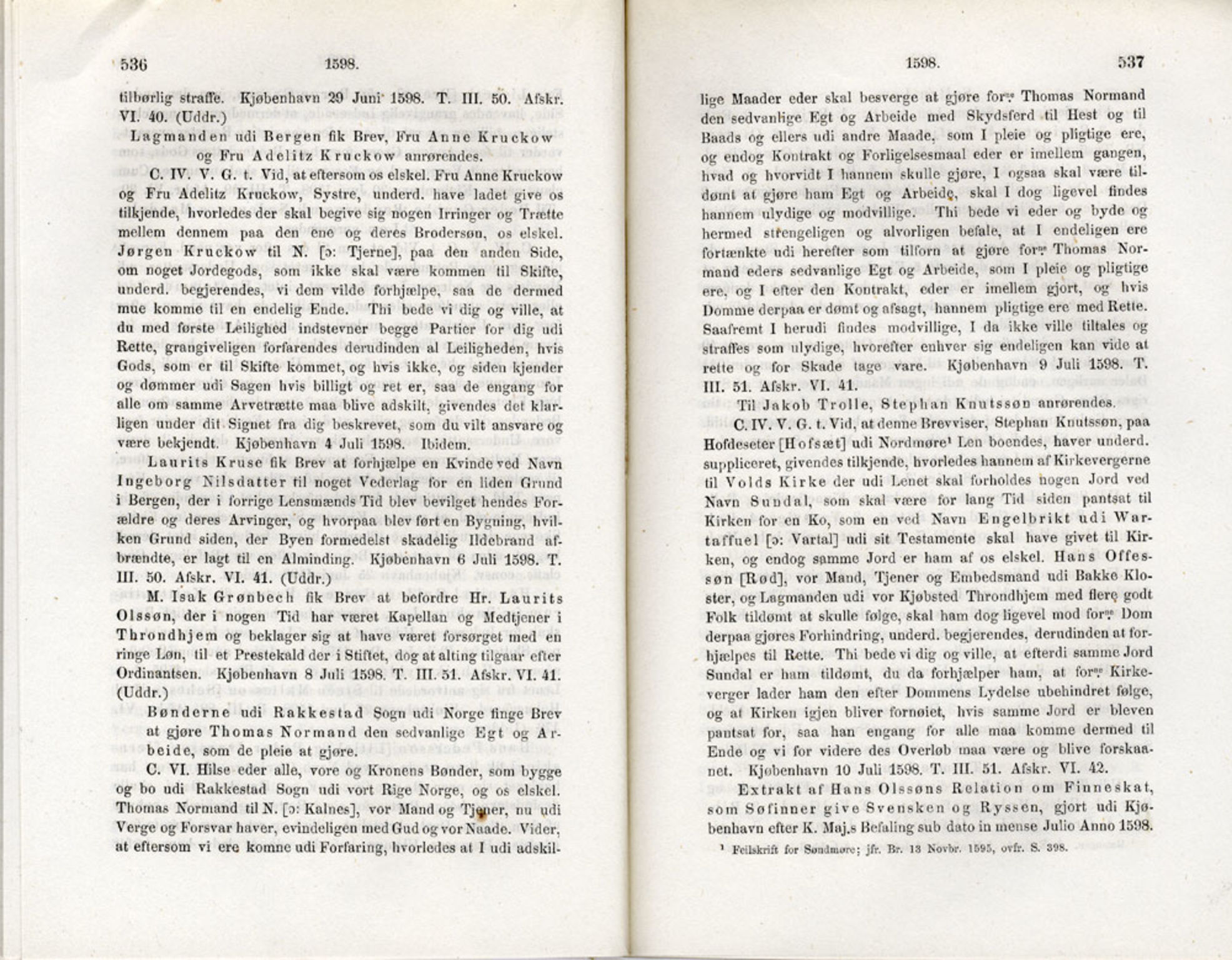 Publikasjoner utgitt av Det Norske Historiske Kildeskriftfond, PUBL/-/-/-: Norske Rigs-Registranter, bind 3, 1588-1602, s. 536-537