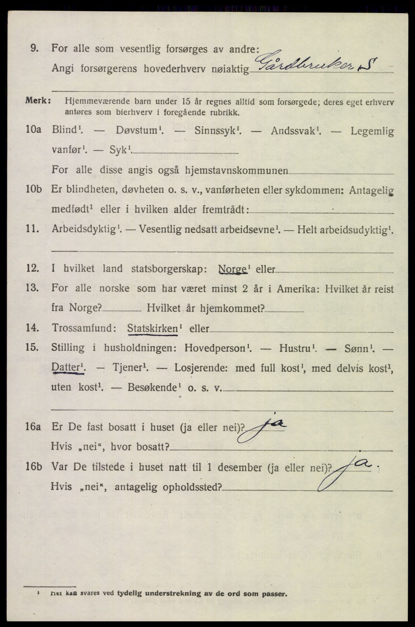 SAK, Folketelling 1920 for 1029 Sør-Audnedal herred, 1920, s. 7116