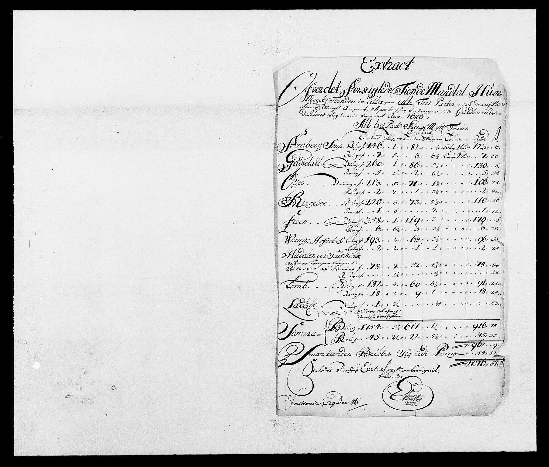 Rentekammeret inntil 1814, Reviderte regnskaper, Fogderegnskap, RA/EA-4092/R17/L1161: Fogderegnskap Gudbrandsdal, 1682-1689, s. 45