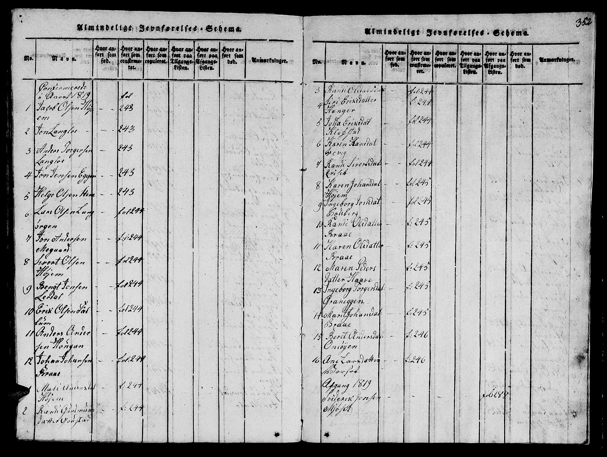 Ministerialprotokoller, klokkerbøker og fødselsregistre - Sør-Trøndelag, AV/SAT-A-1456/612/L0385: Klokkerbok nr. 612C01, 1816-1845, s. 352