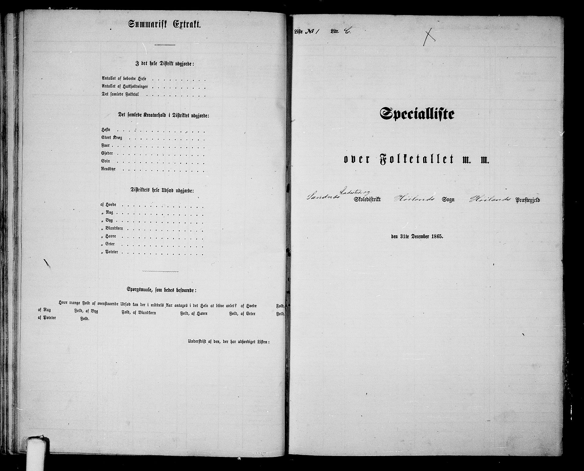 RA, Folketelling 1865 for 1123P Høyland prestegjeld, 1865, s. 175