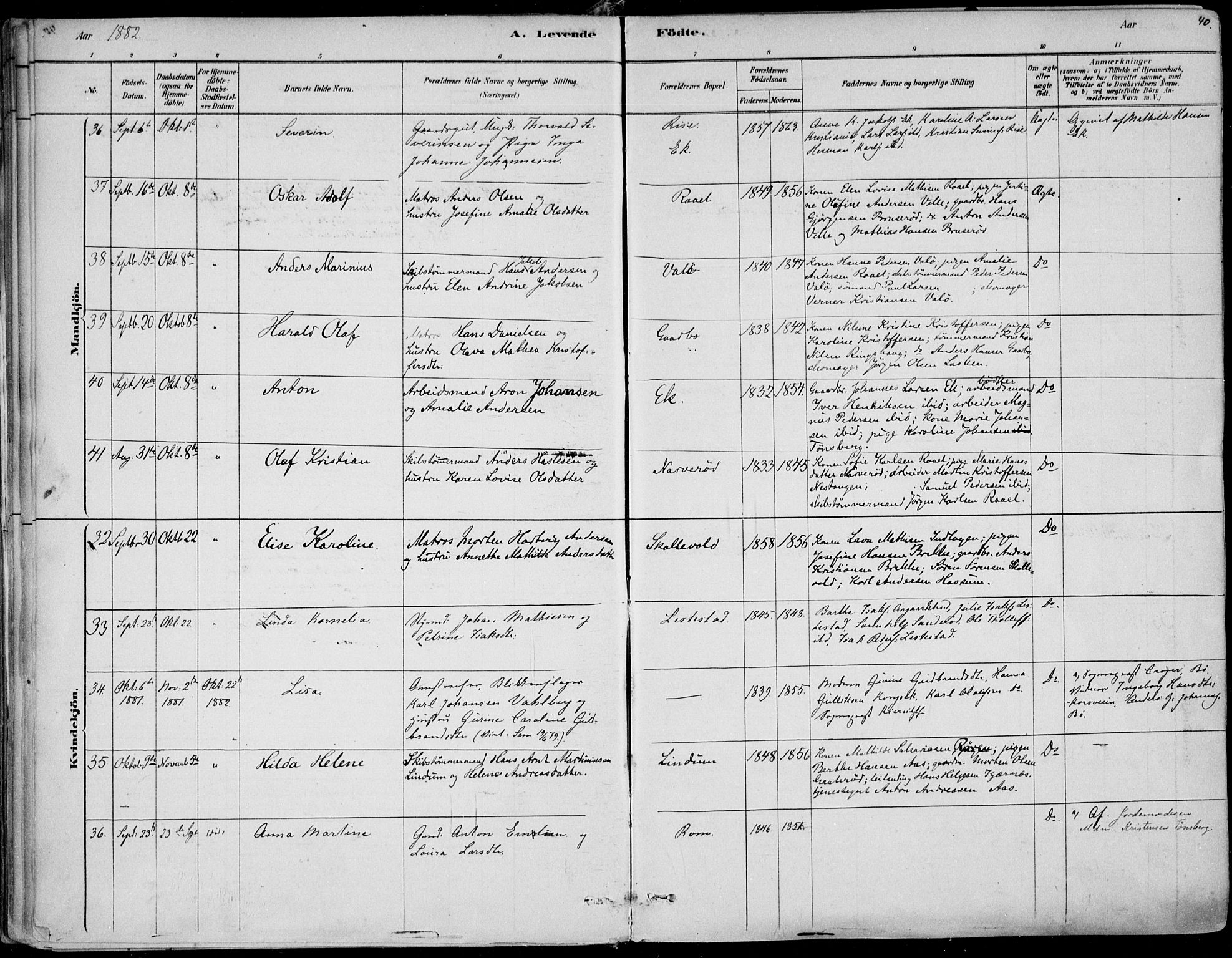 Sem kirkebøker, AV/SAKO-A-5/F/Fb/L0004: Ministerialbok nr. II 4, 1878-1891, s. 40