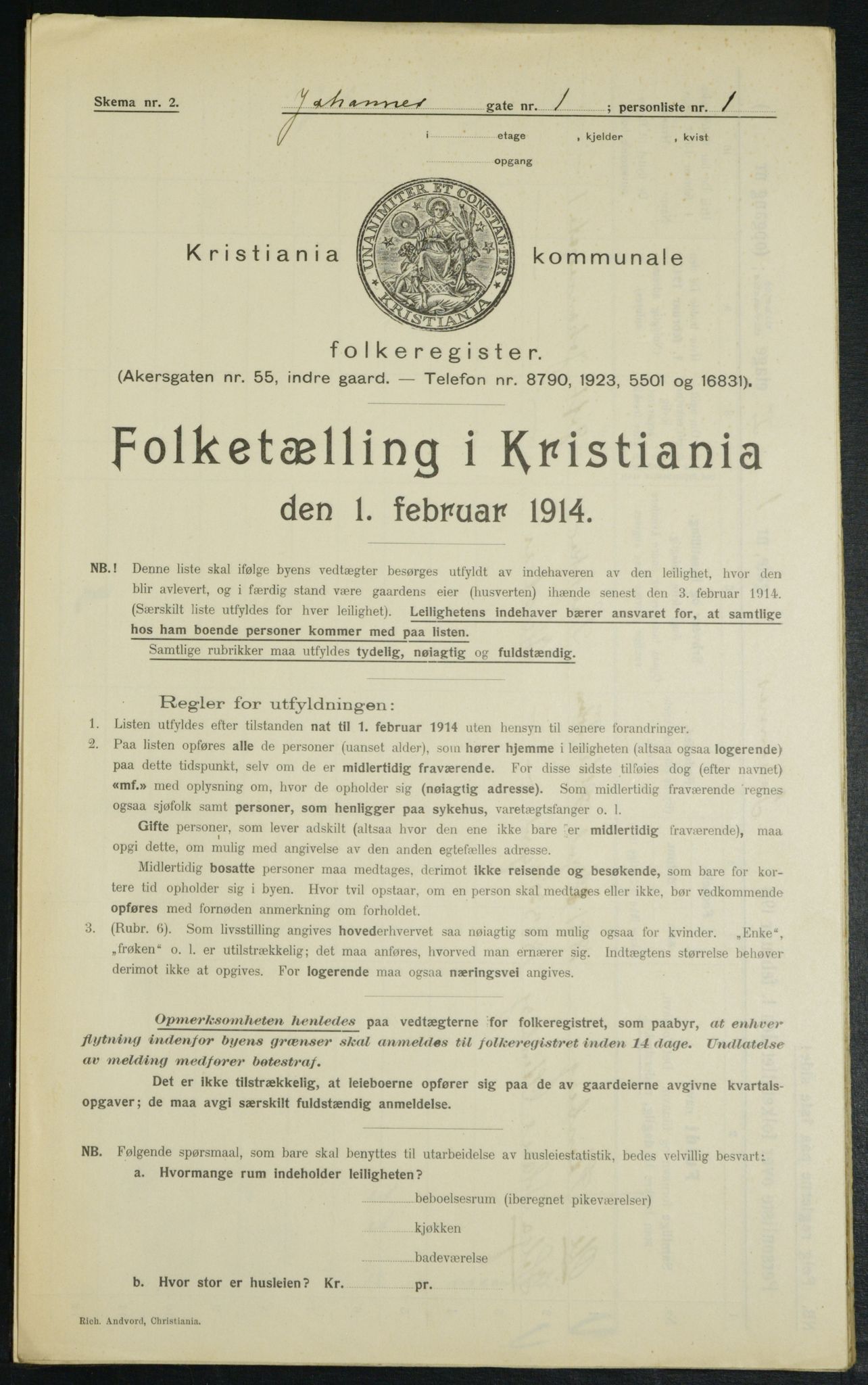 OBA, Kommunal folketelling 1.2.1914 for Kristiania, 1914, s. 47161