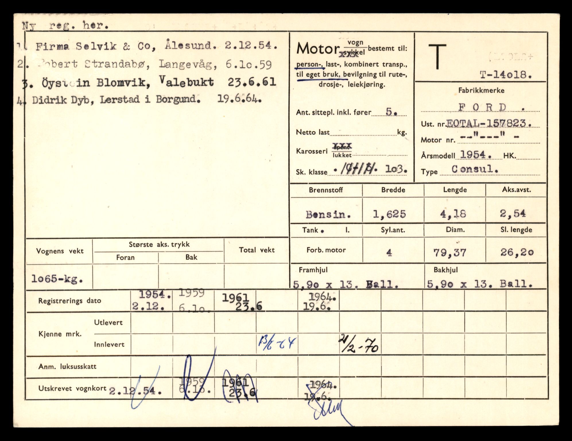 Møre og Romsdal vegkontor - Ålesund trafikkstasjon, AV/SAT-A-4099/F/Fe/L0042: Registreringskort for kjøretøy T 13906 - T 14079, 1927-1998, s. 1667
