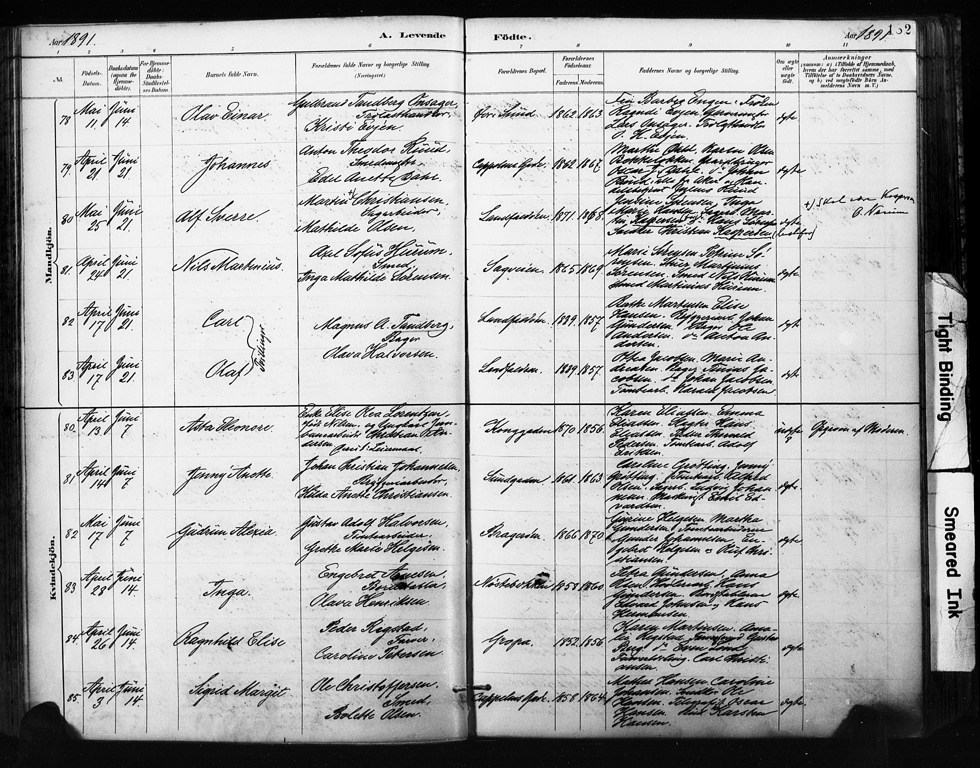 Bragernes kirkebøker, AV/SAKO-A-6/F/Fb/L0007: Ministerialbok nr. II 7, 1885-1893, s. 182