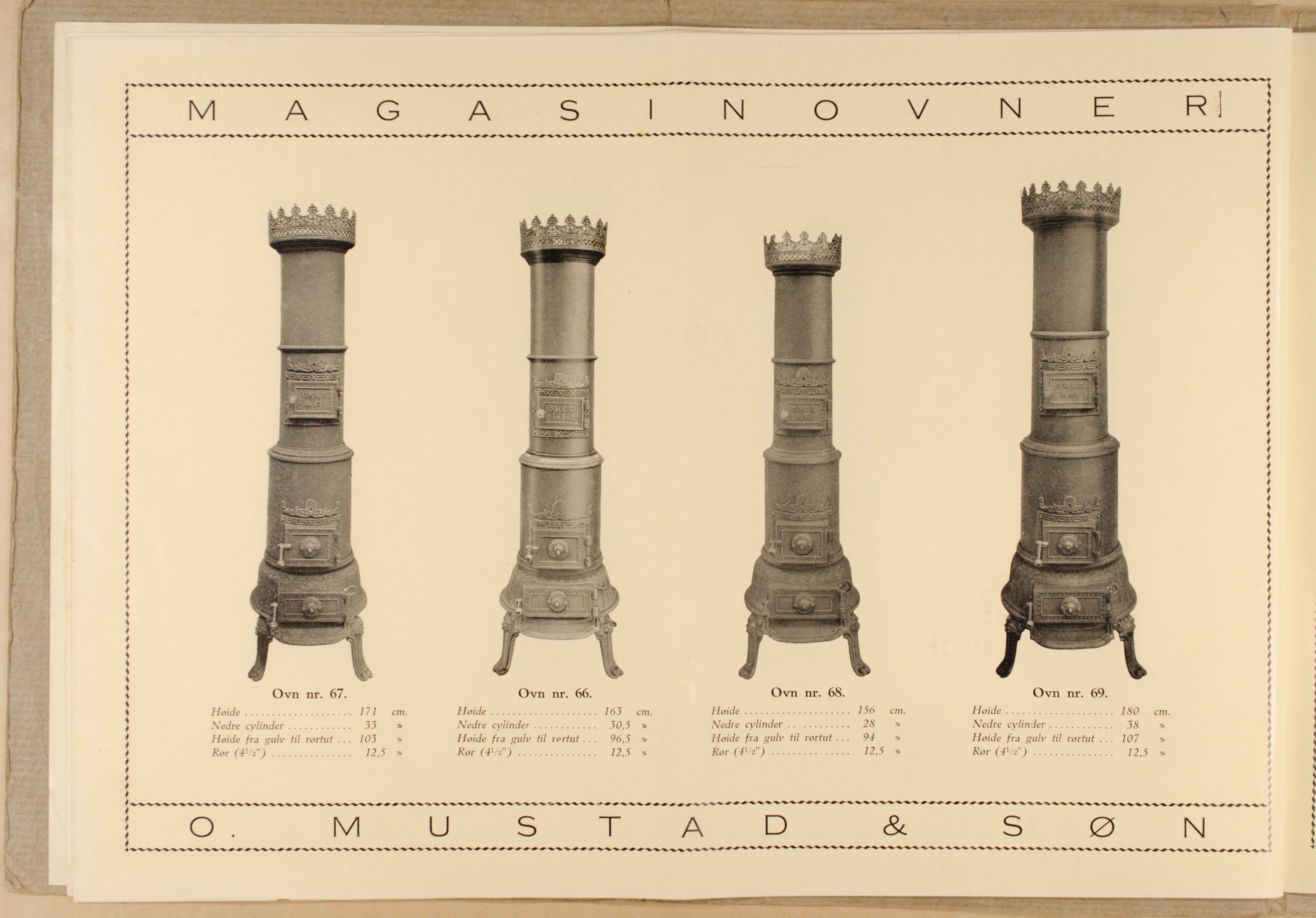 Næs Jernverksmuseets samling av historiske ovnskataloger, NESJ/NJM-006/01/L0012: O. Mustad & Søn, Støpegods Katalog, 1889-1910