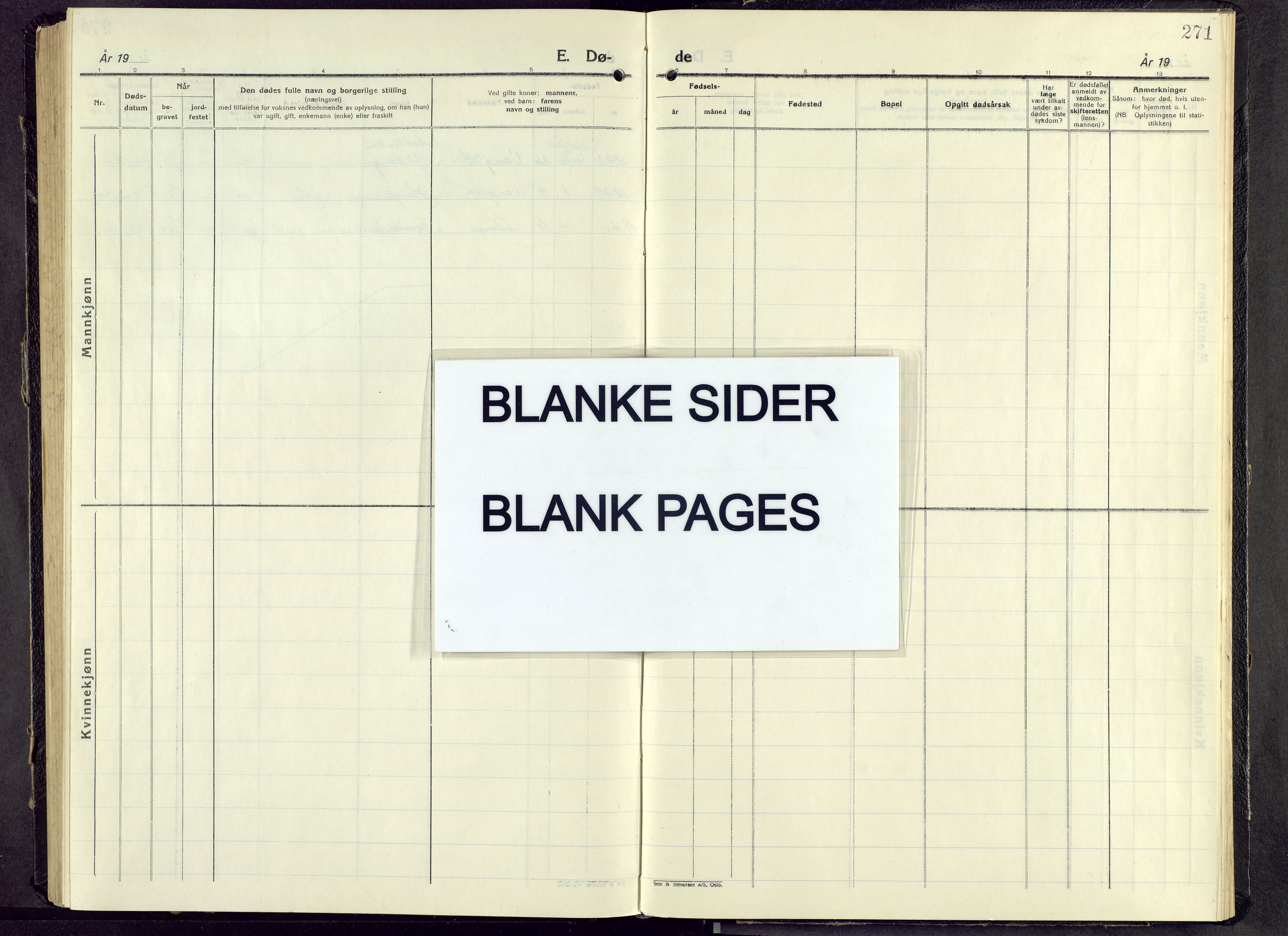 Vang prestekontor, Hedmark, AV/SAH-PREST-008/H/Ha/Hab/L0017: Klokkerbok nr. 17, 1946-1962, s. 271