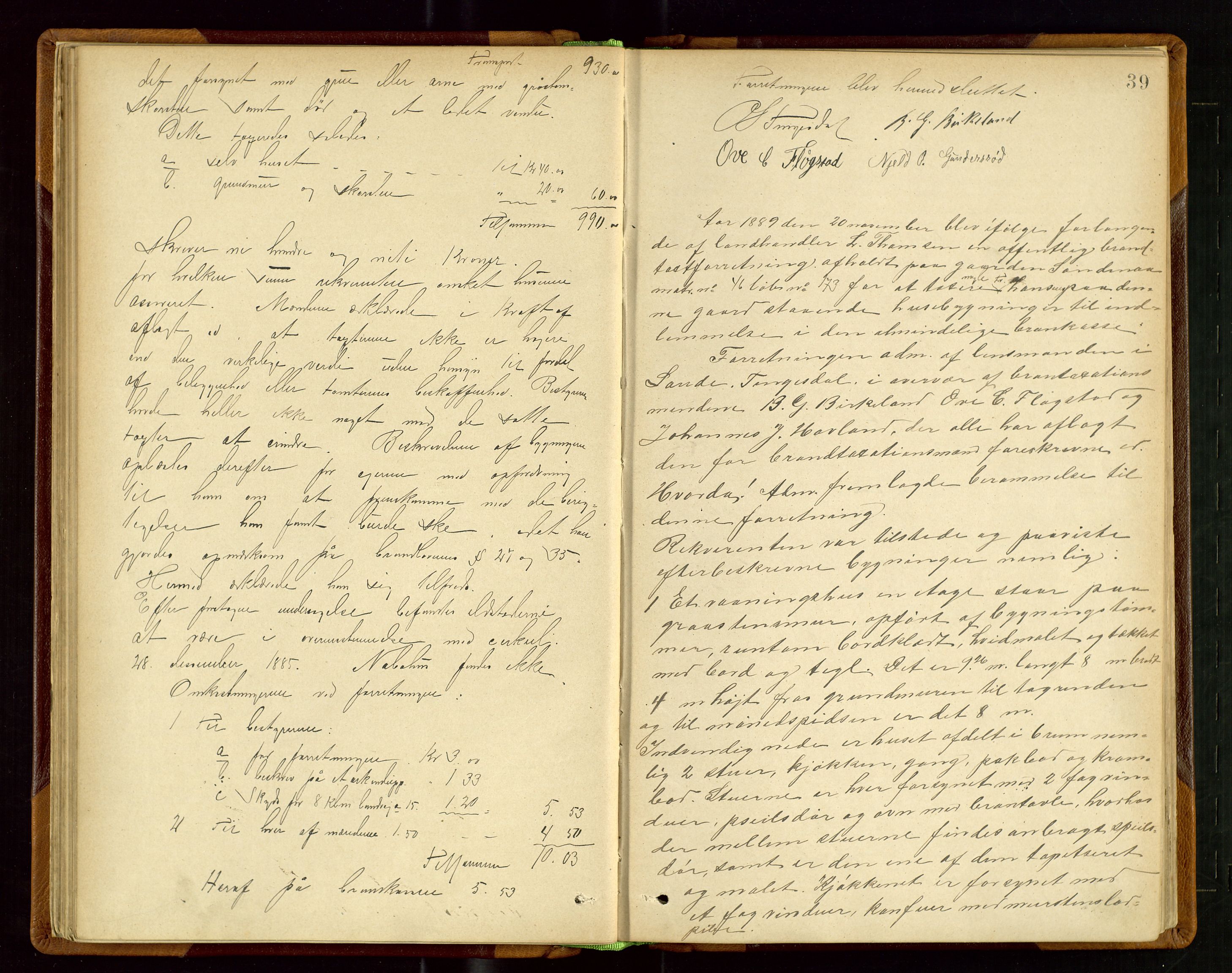 Sauda lensmannskontor, AV/SAST-A-100177/Goa/L0002: "Brandtaxtforretninger i Saude Lensmandsdistrikt", 1887-1918, s. 38b-39a