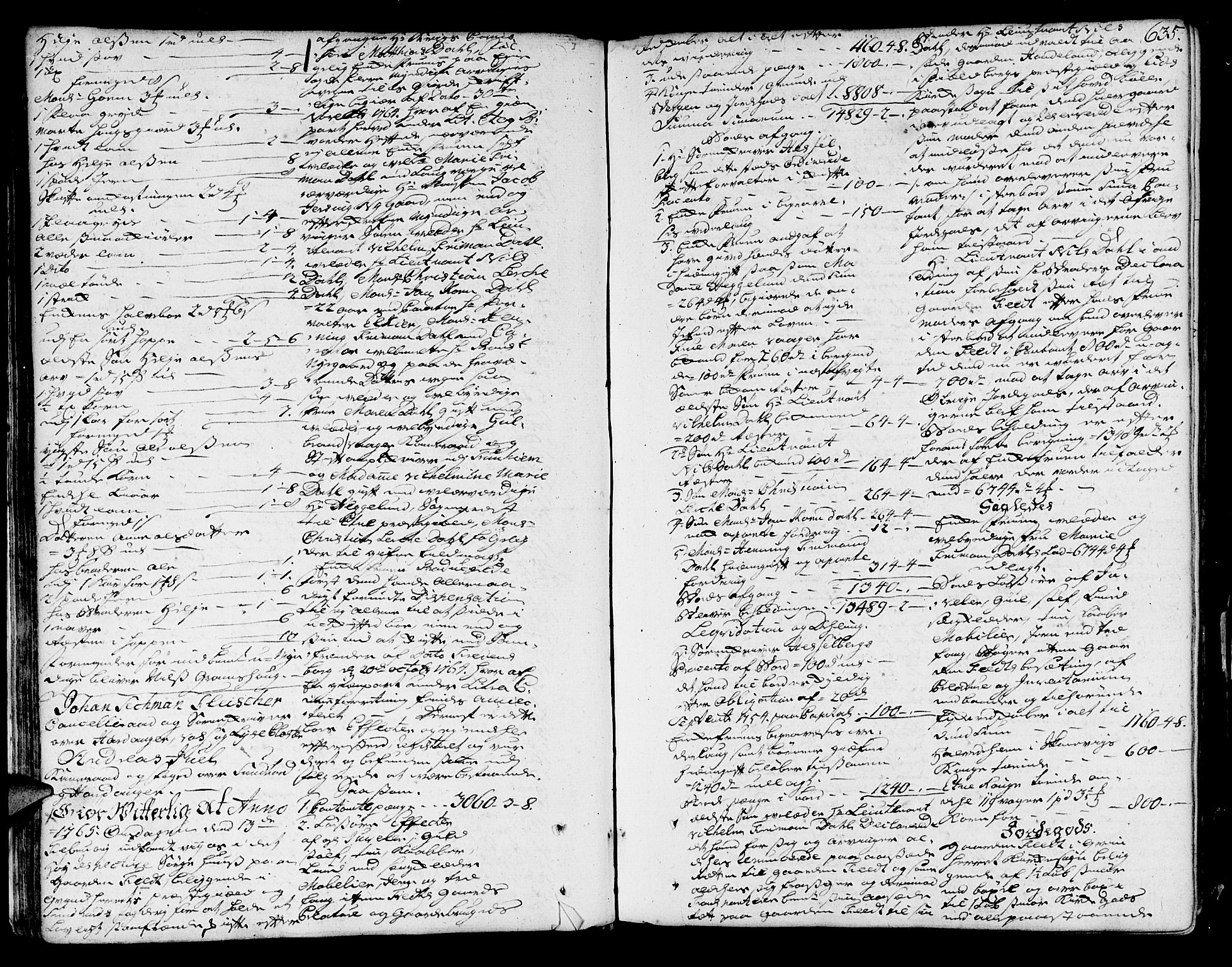 Sunnhordland sorenskrivar, SAB/A-2401/1/H/Ha/Haa/L0007: Skifteprotokollar. Register på lesesal. Fol. 901- ut, 1765-1768, s. 634b-635a