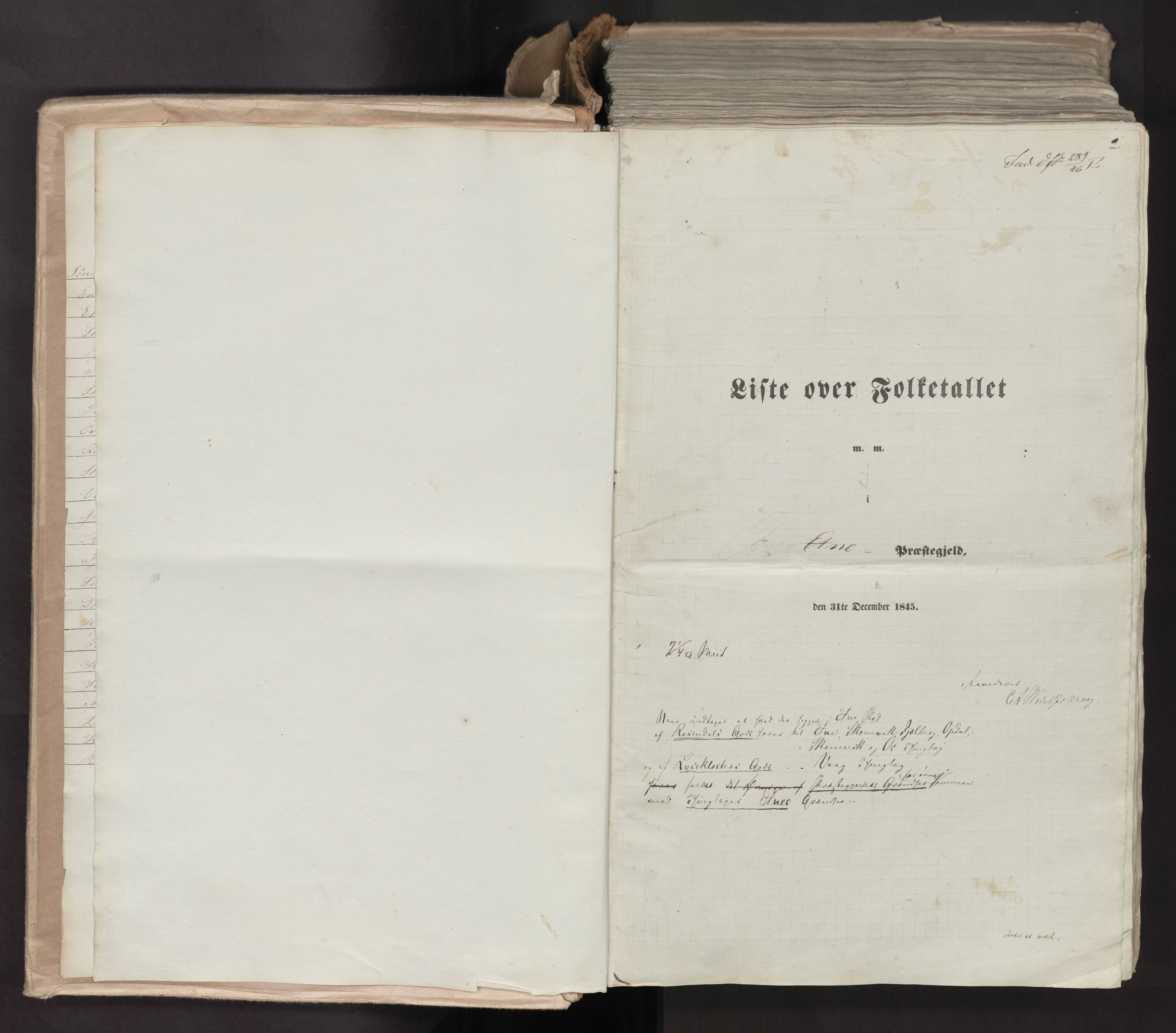 RA, Folketellingen 1845, bind 7: Søndre Bergenhus amt og Nordre Bergenhus amt, 1845, s. 2