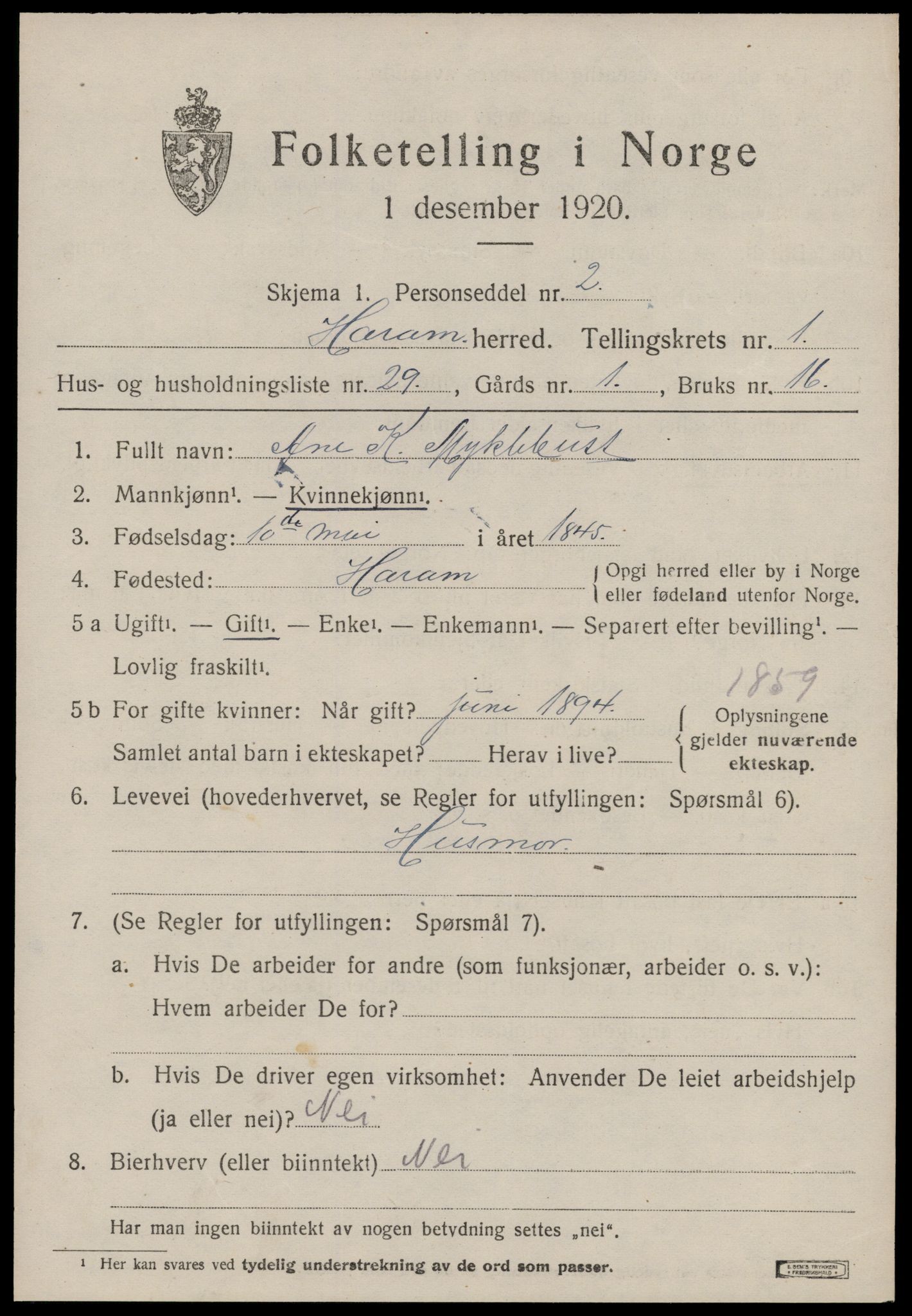 SAT, Folketelling 1920 for 1534 Haram herred, 1920, s. 1359