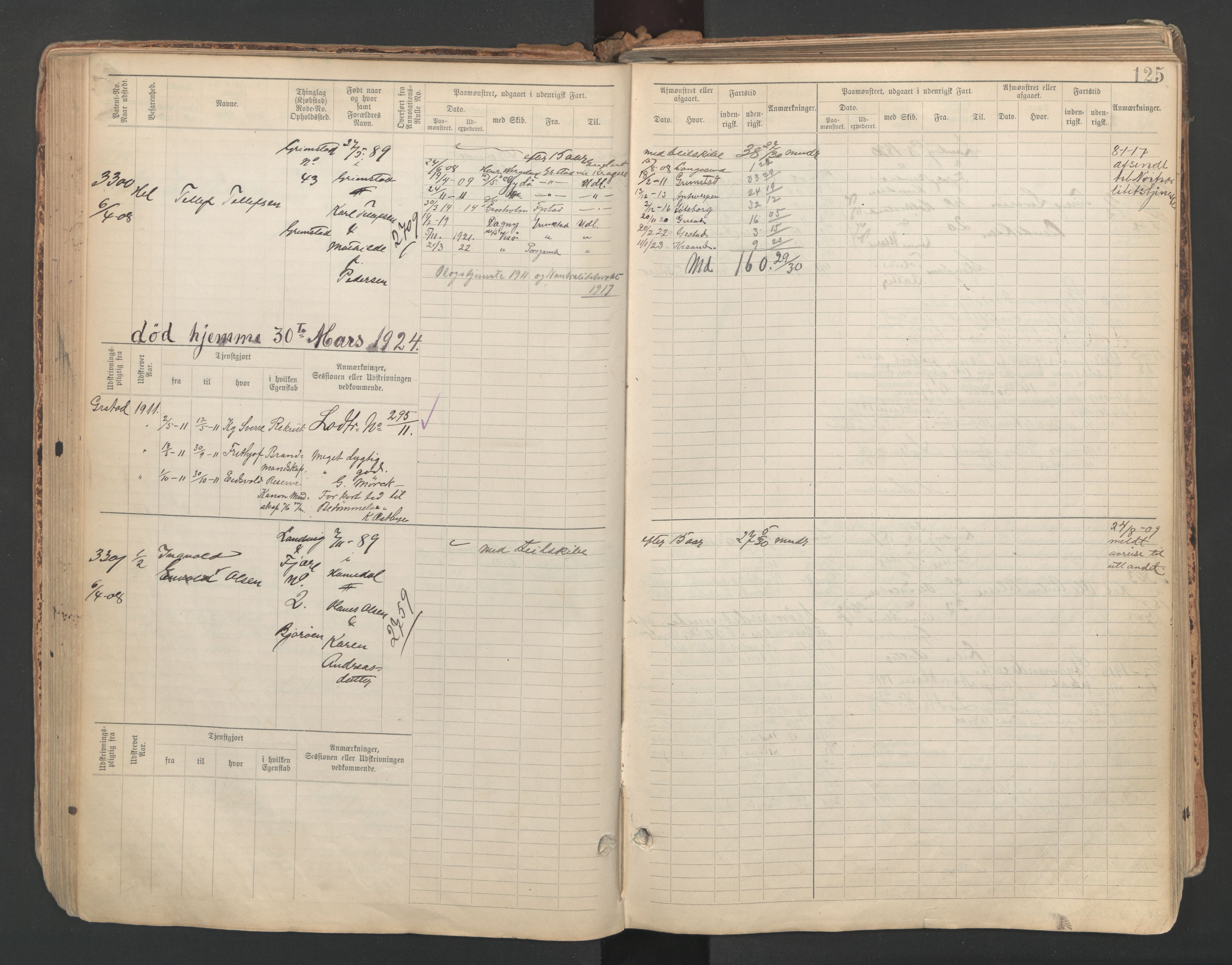 Grimstad mønstringskrets, AV/SAK-2031-0013/F/Fb/L0013: Hovedrulle A nr 3052-3814, V-26, 1900-1943, s. 136