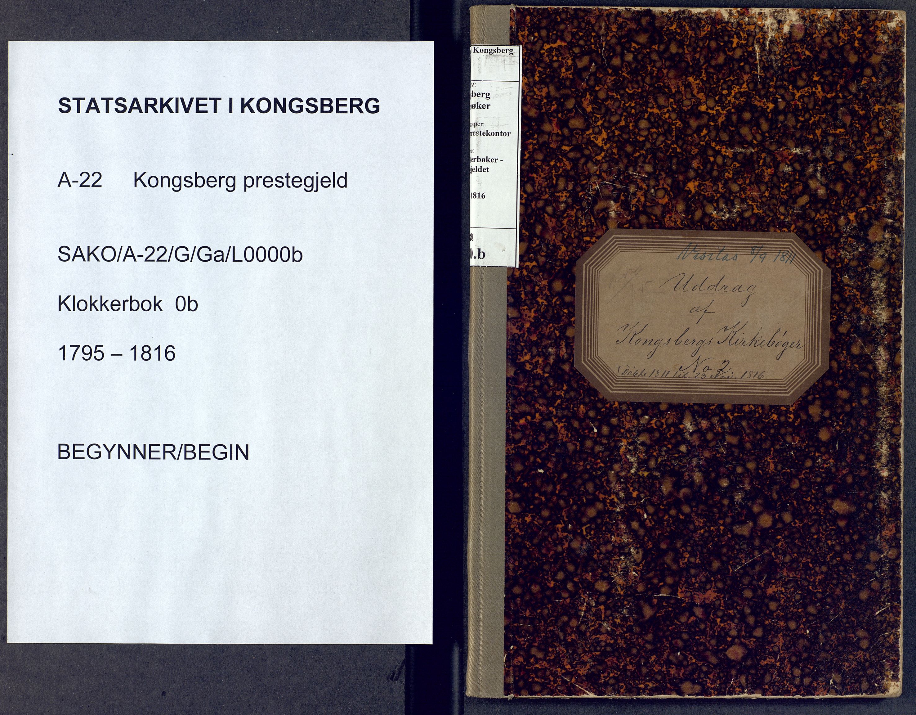 Kongsberg kirkebøker, SAKO/A-22/G/Ga/L0000b: Klokkerbok nr. 0b, 1795-1816