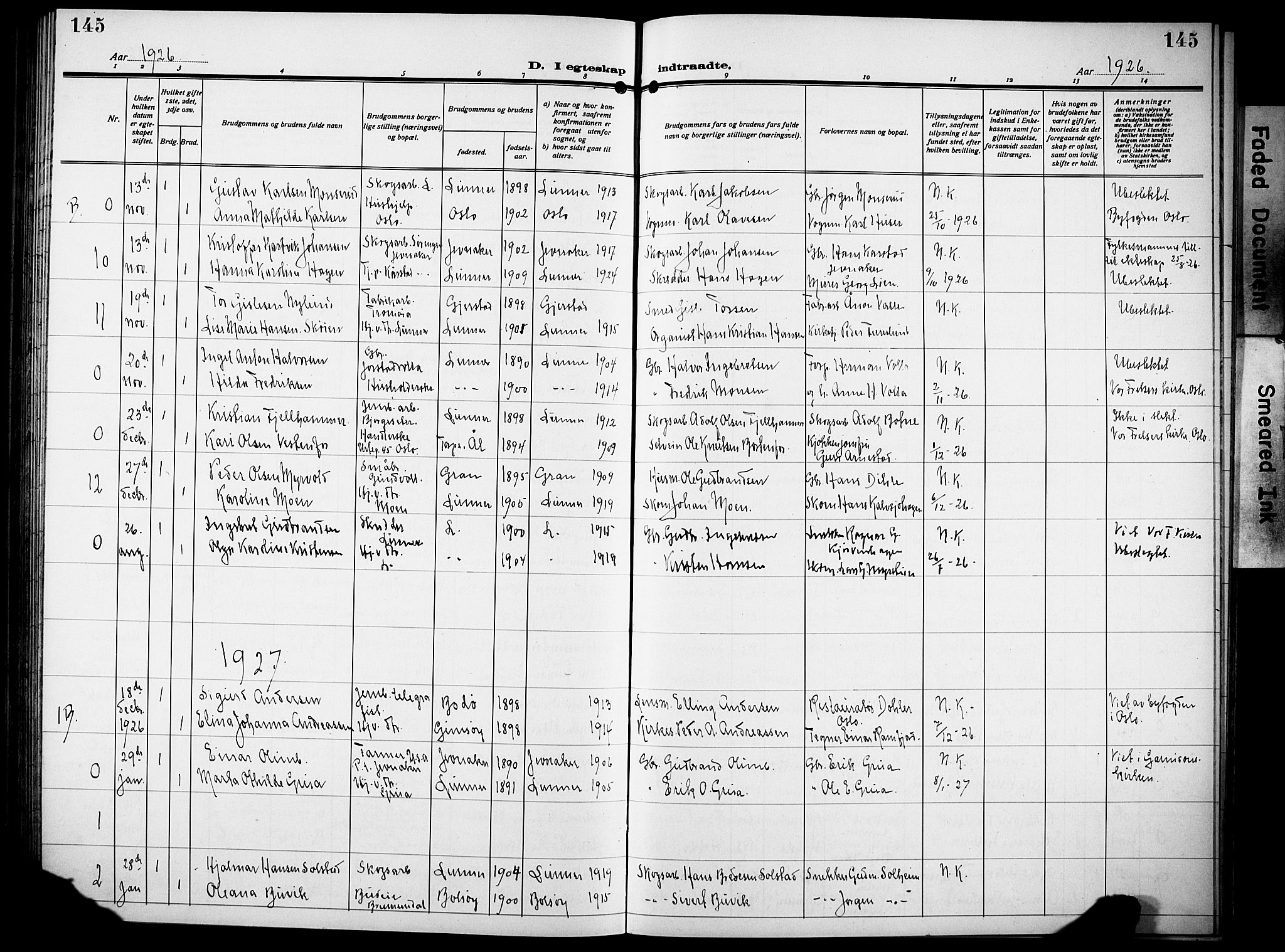 Lunner prestekontor, SAH/PREST-118/H/Ha/Hab/L0002: Klokkerbok nr. 2, 1923-1933, s. 145