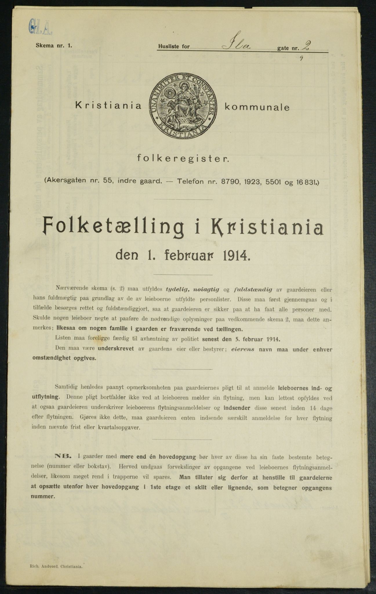 OBA, Kommunal folketelling 1.2.1914 for Kristiania, 1914, s. 43183
