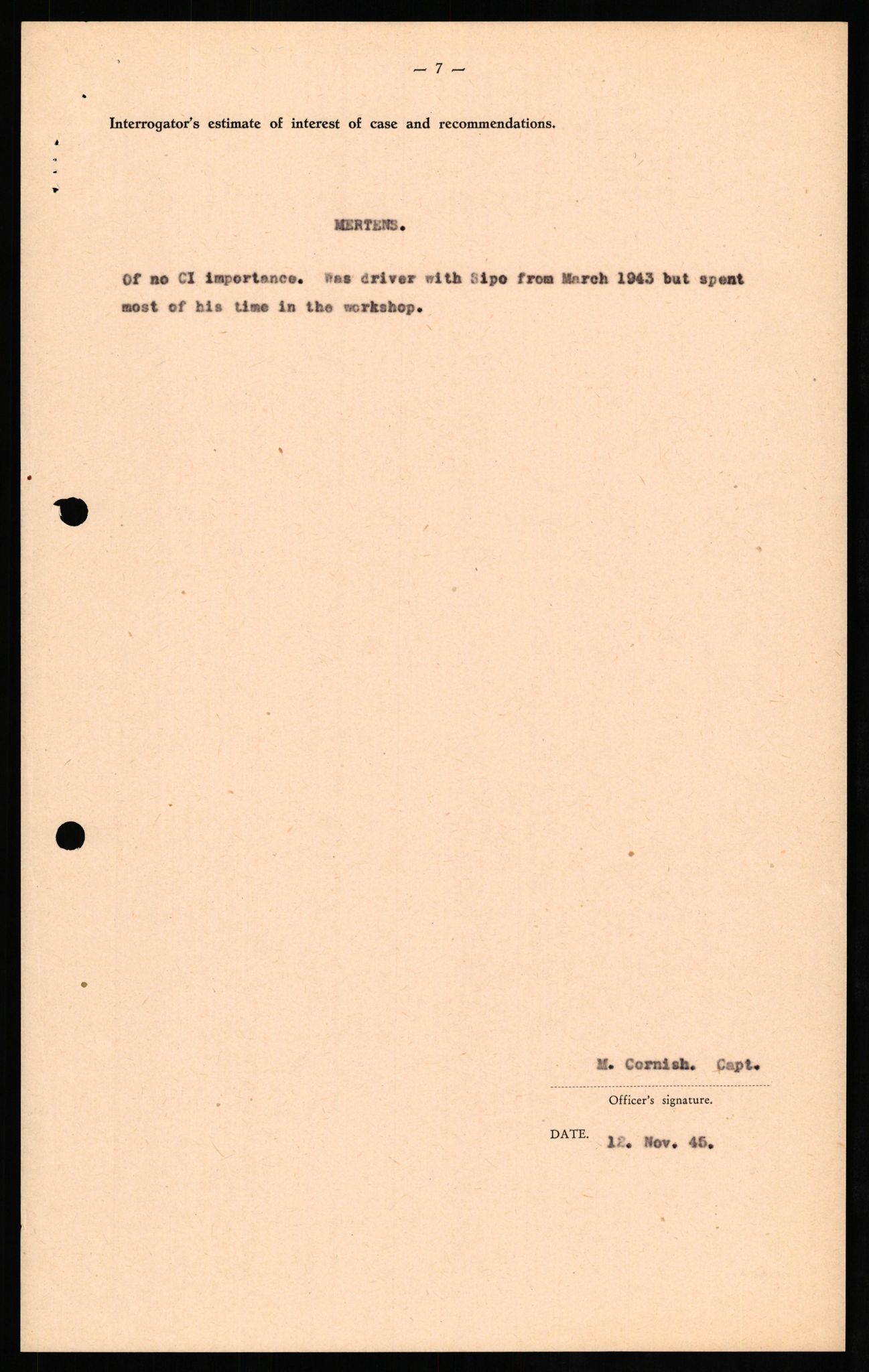 Forsvaret, Forsvarets overkommando II, AV/RA-RAFA-3915/D/Db/L0021: CI Questionaires. Tyske okkupasjonsstyrker i Norge. Tyskere., 1945-1946, s. 421