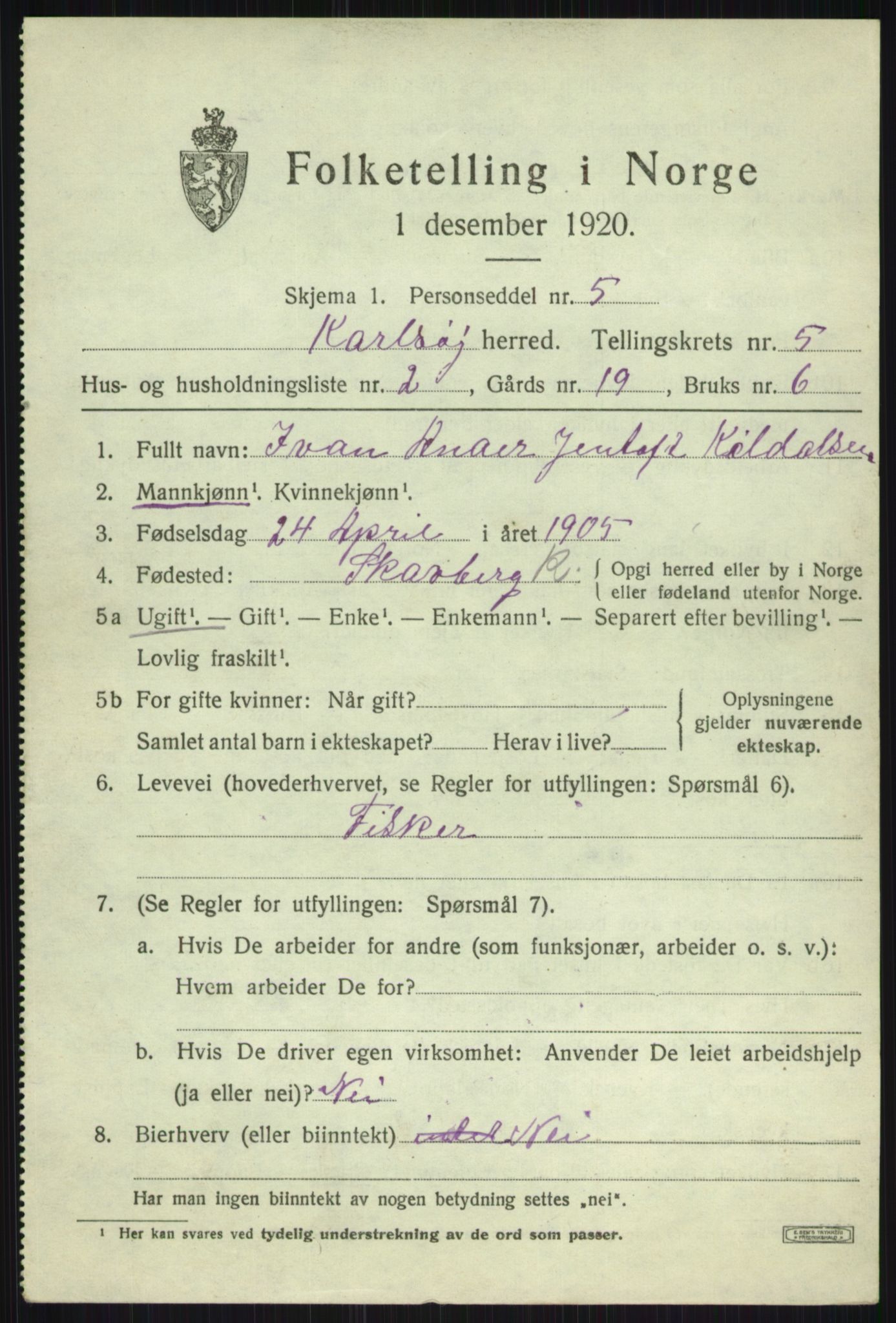 SATØ, Folketelling 1920 for 1936 Karlsøy herred, 1920, s. 2184