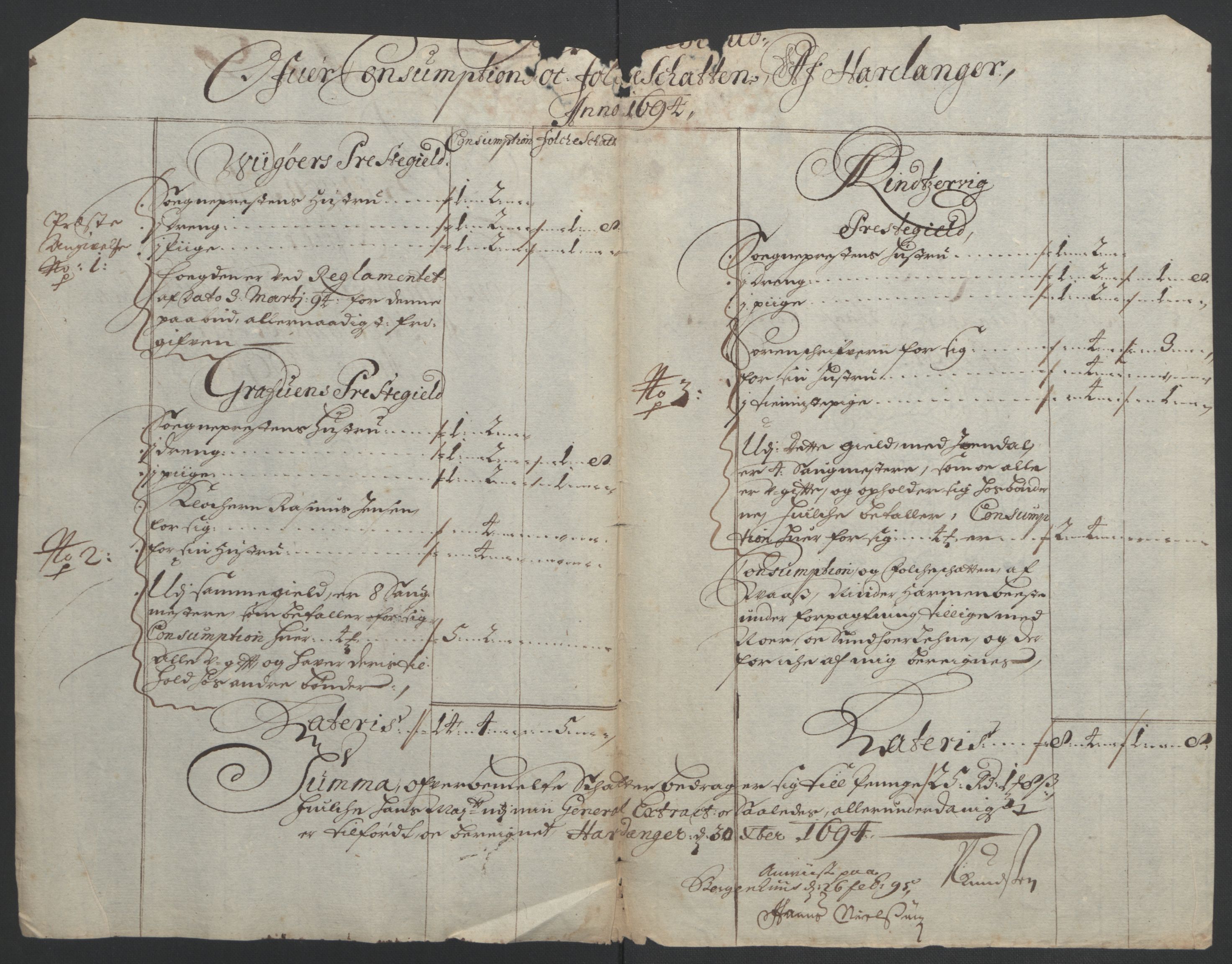 Rentekammeret inntil 1814, Reviderte regnskaper, Fogderegnskap, AV/RA-EA-4092/R48/L2975: Fogderegnskap Sunnhordland og Hardanger, 1694, s. 312