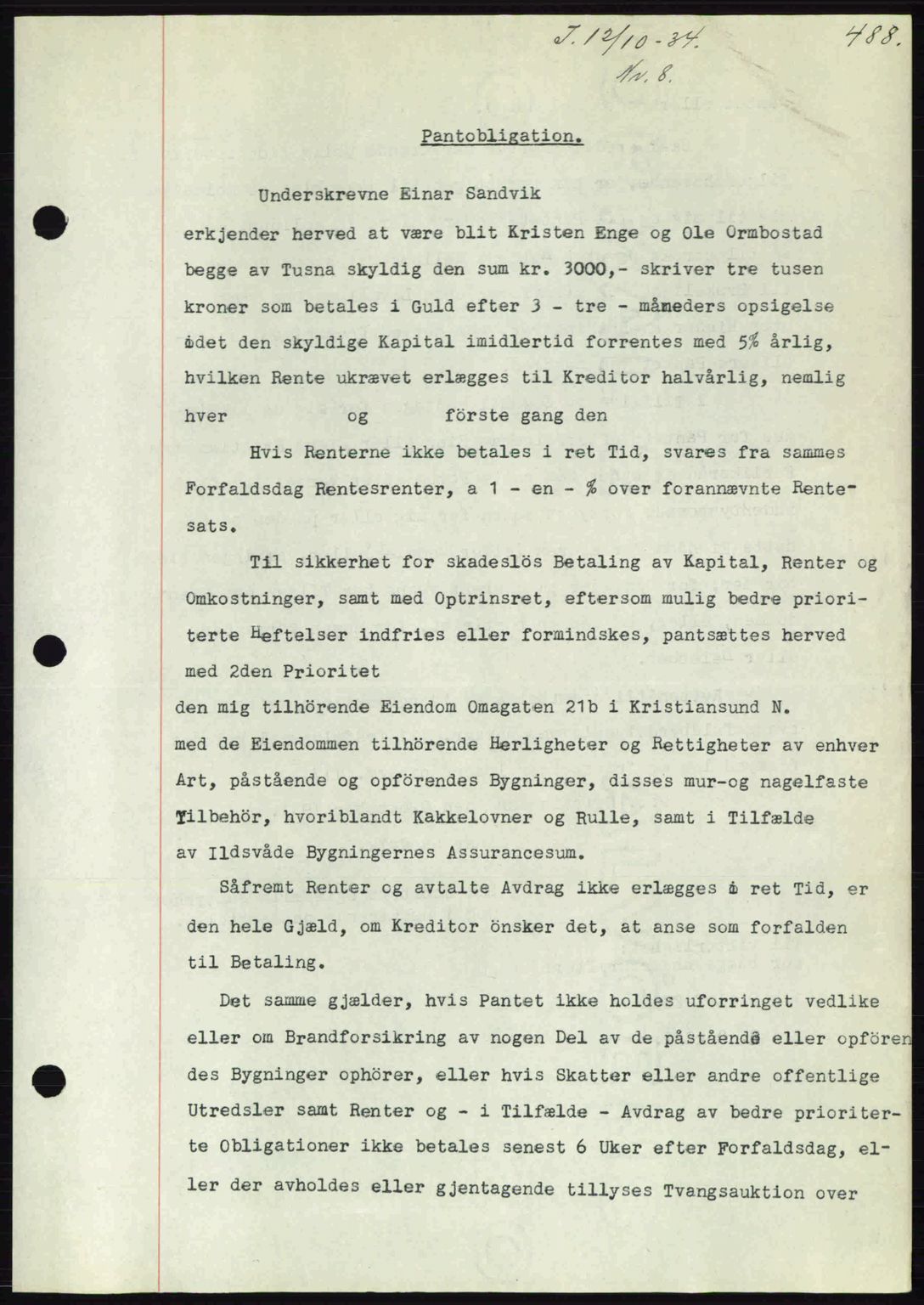 Kristiansund byfogd, SAT/A-4587/A/27: Pantebok nr. 27, 1933-1934, Tingl.dato: 12.10.1934