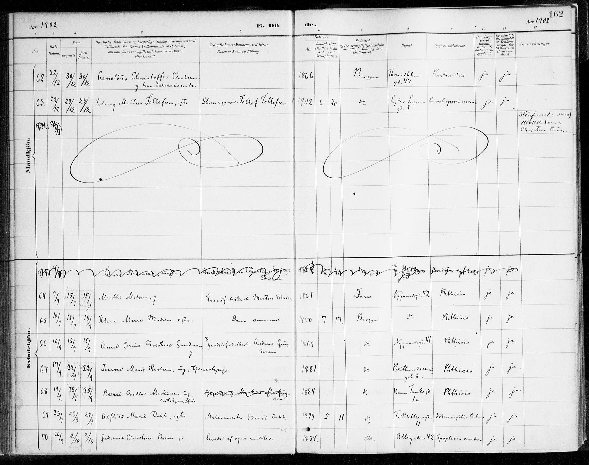 Johanneskirken sokneprestembete, AV/SAB-A-76001/H/Haa/L0019: Ministerialbok nr. E 1, 1885-1915, s. 162