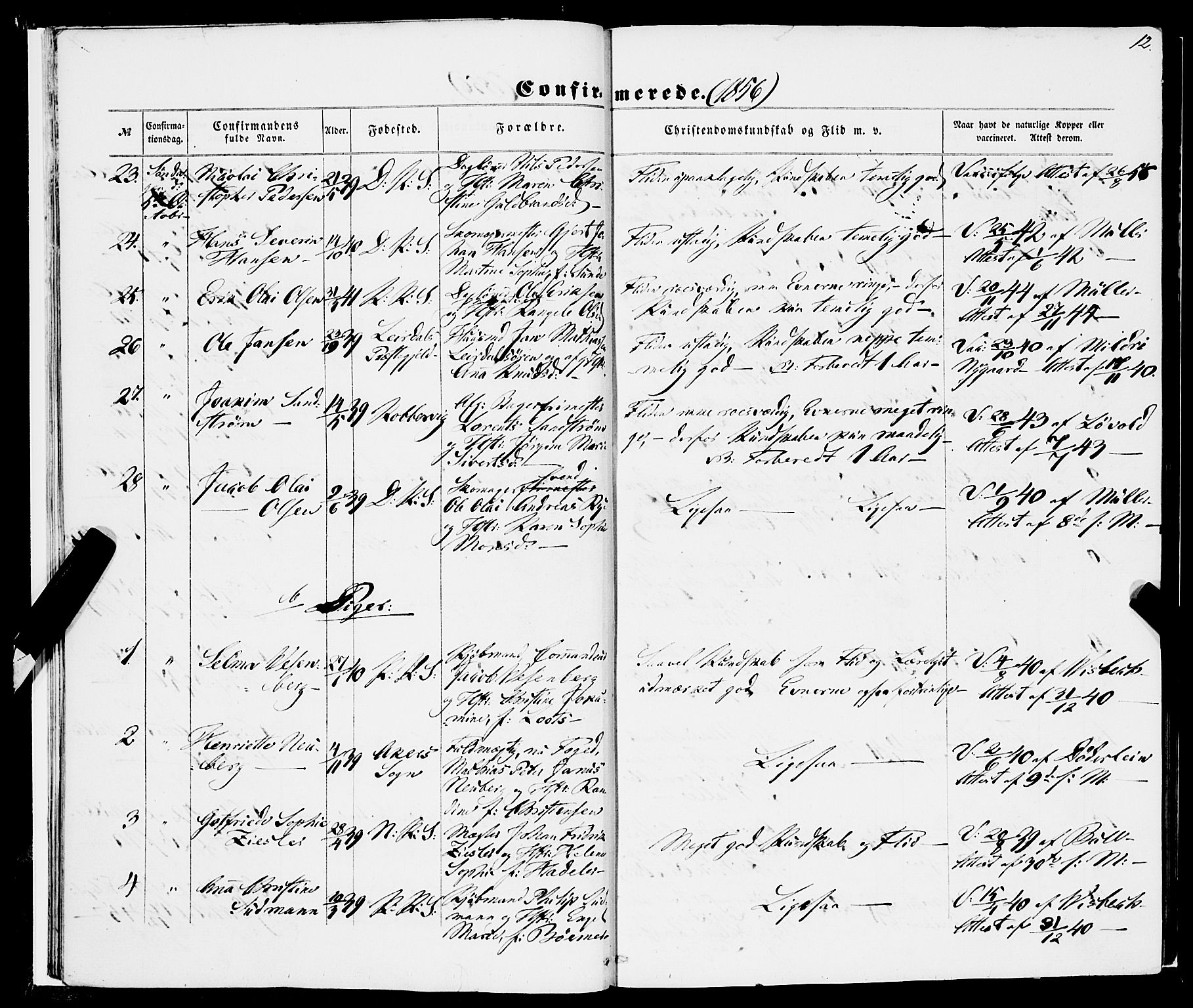 Korskirken sokneprestembete, AV/SAB-A-76101/H/Haa/L0069: Residerende kapellans bok nr. A 4, 1856-1869, s. 12