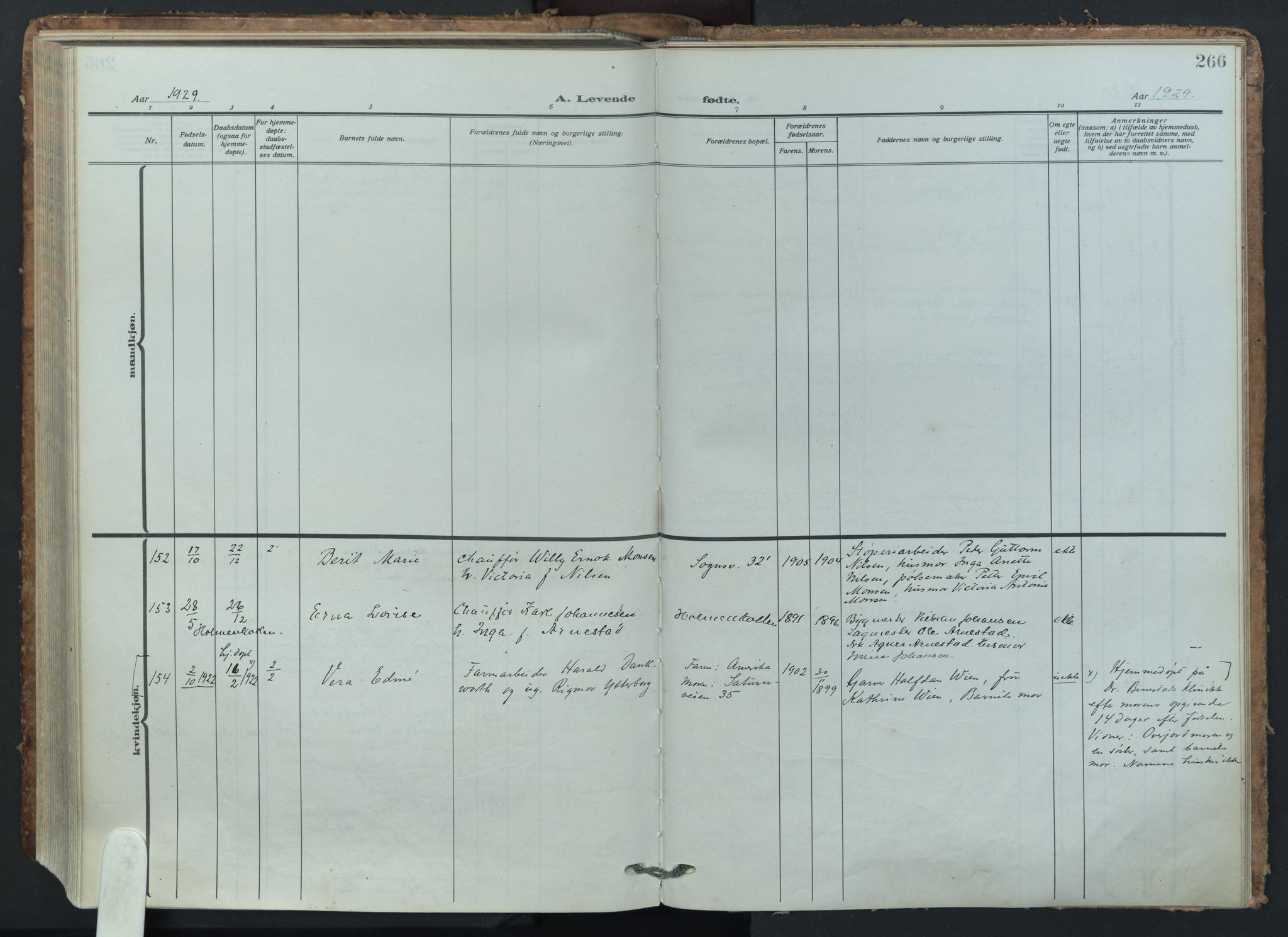 Vestre Aker prestekontor Kirkebøker, AV/SAO-A-10025/F/Fa/L0018: Ministerialbok nr. 18, 1921-1931, s. 266