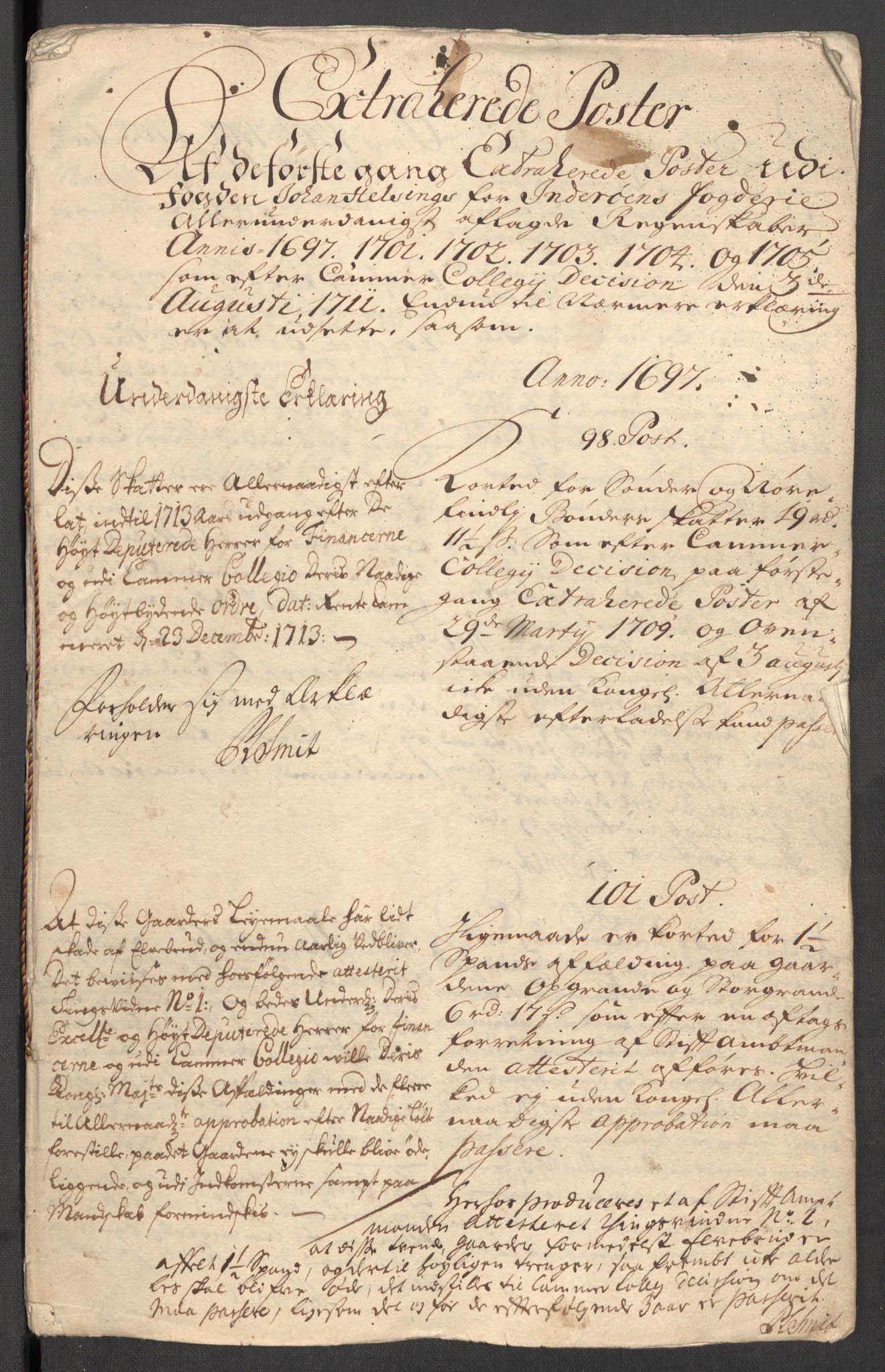 Rentekammeret inntil 1814, Reviderte regnskaper, Fogderegnskap, RA/EA-4092/R63/L4314: Fogderegnskap Inderøy, 1705, s. 375