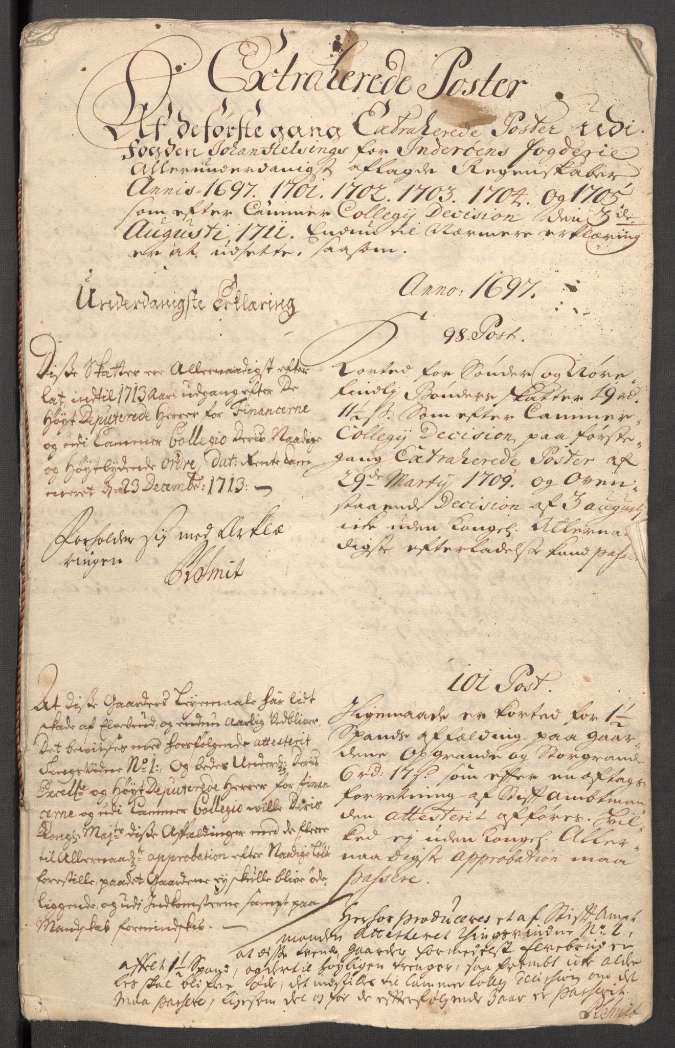 Rentekammeret inntil 1814, Reviderte regnskaper, Fogderegnskap, AV/RA-EA-4092/R63/L4314: Fogderegnskap Inderøy, 1705, s. 375