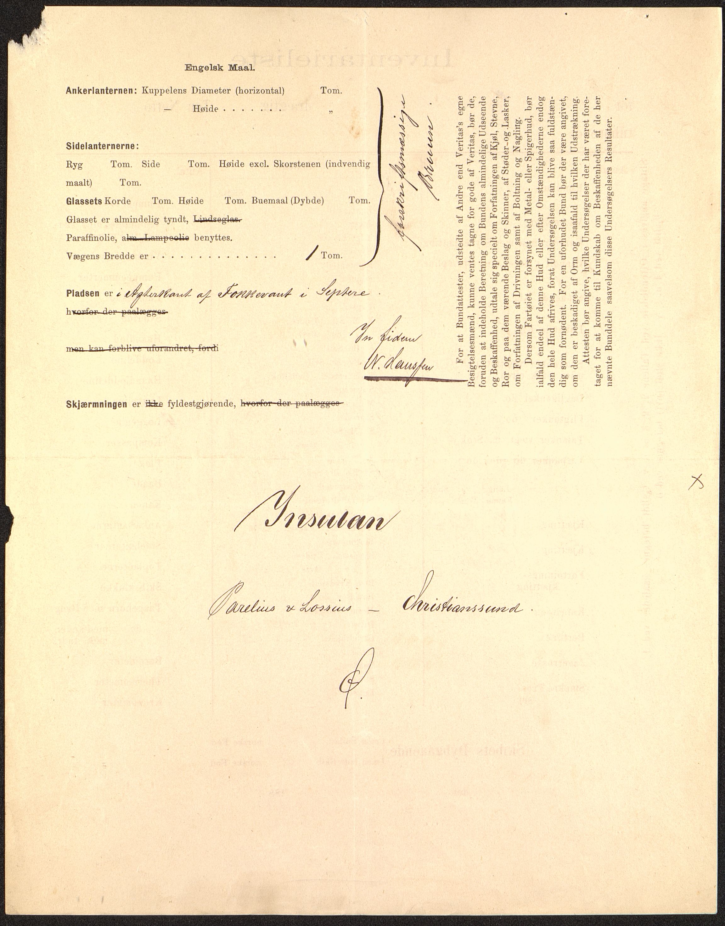 Pa 63 - Østlandske skibsassuranceforening, VEMU/A-1079/G/Ga/L0018/0007: Havaridokumenter / Leif, Jarl, Insulan, Norrøna, Nordstjernen, 1885, s. 65