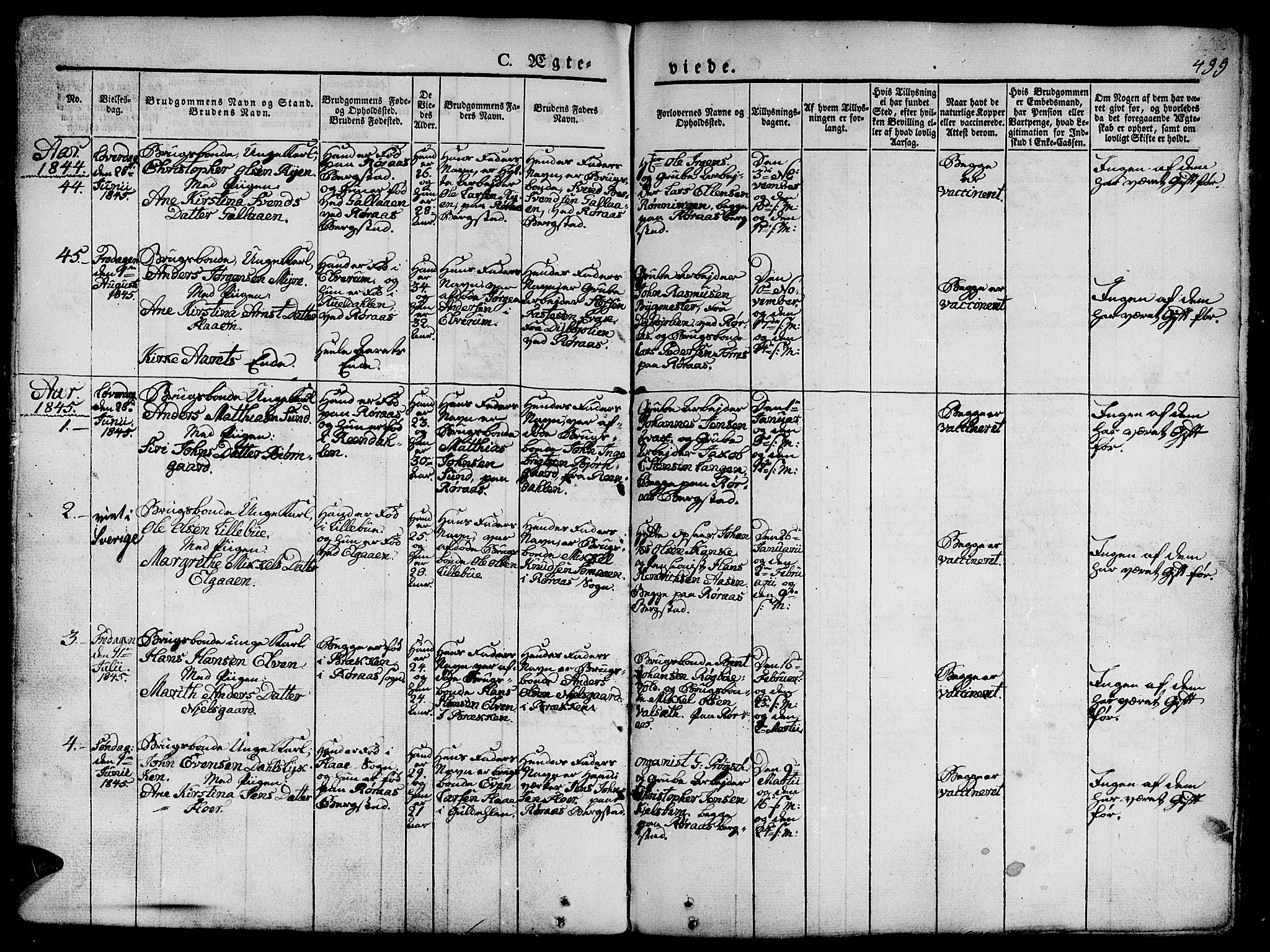 Ministerialprotokoller, klokkerbøker og fødselsregistre - Sør-Trøndelag, SAT/A-1456/681/L0939: Klokkerbok nr. 681C03, 1829-1855, s. 499