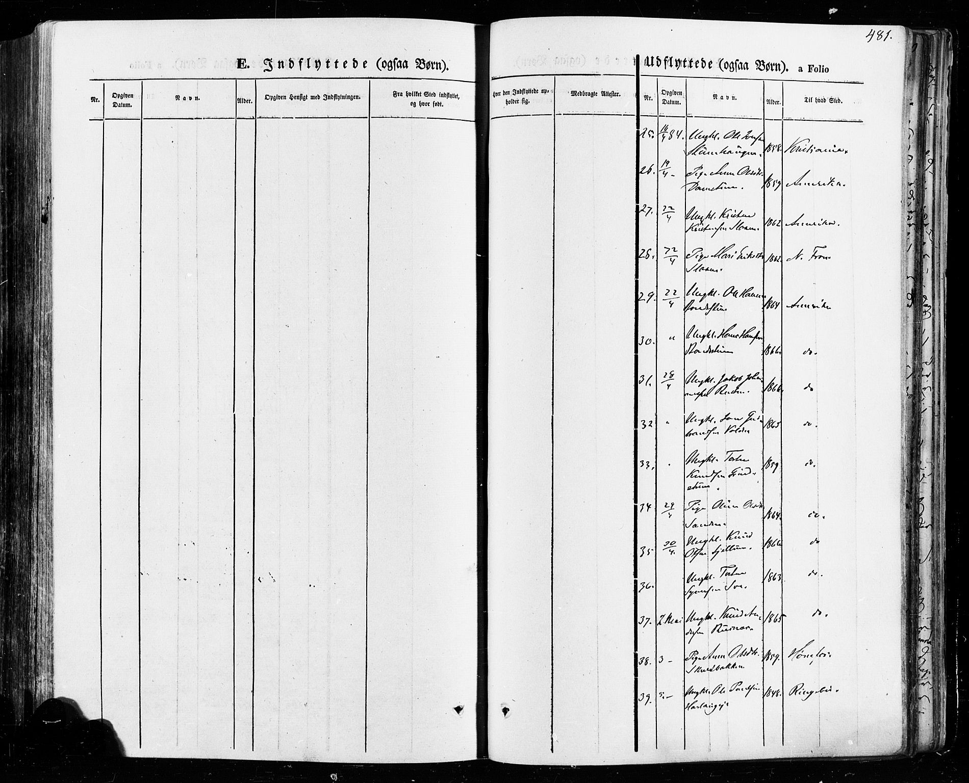 Vågå prestekontor, SAH/PREST-076/H/Ha/Haa/L0007: Ministerialbok nr. 7 /1, 1872-1886, s. 481