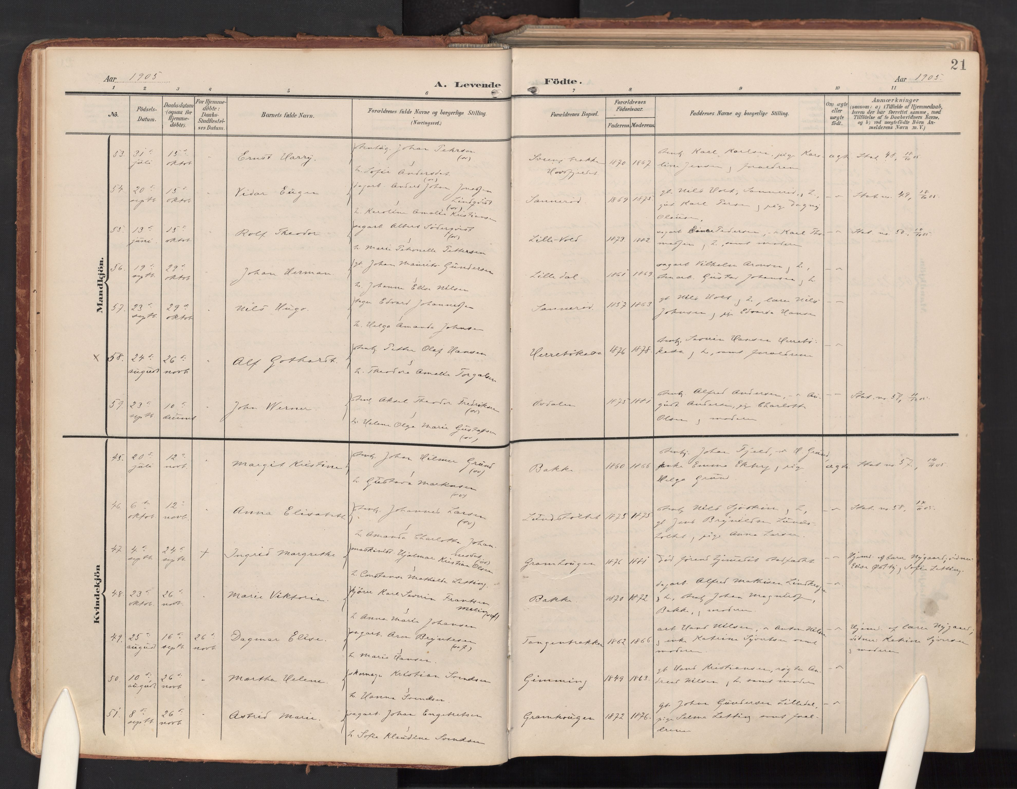 Idd prestekontor Kirkebøker, AV/SAO-A-10911/F/Fc/L0007: Ministerialbok nr. III 7, 1904-1925, s. 21