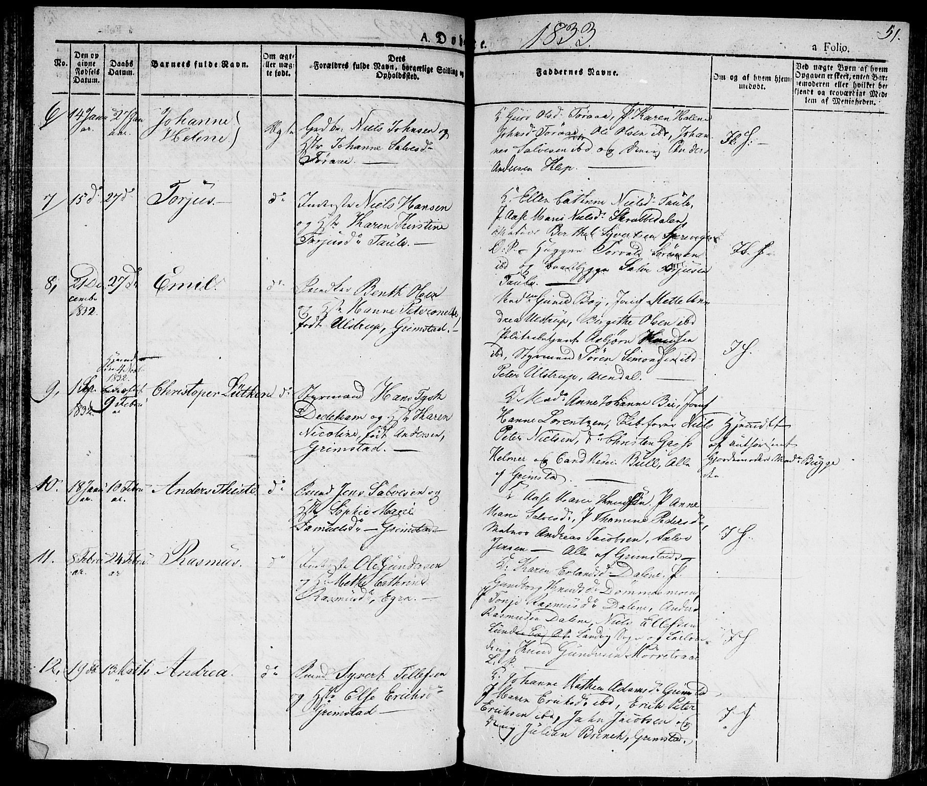Fjære sokneprestkontor, AV/SAK-1111-0011/F/Fa/L0002: Ministerialbok nr. A 2, 1827-1839, s. 51