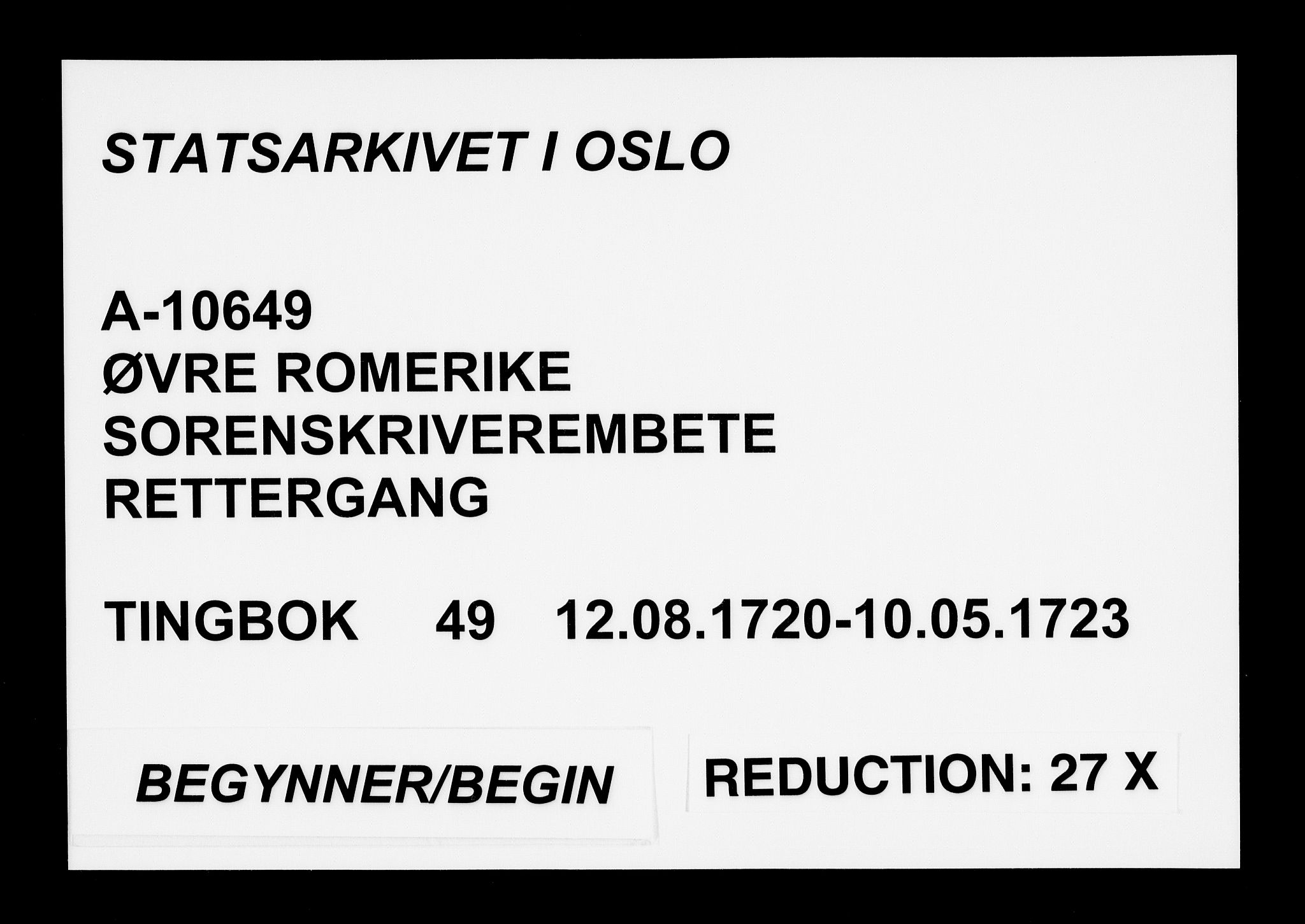 Øvre Romerike sorenskriveri, SAO/A-10649/F/Fb/L0049: Tingbok 49, 1720-1723