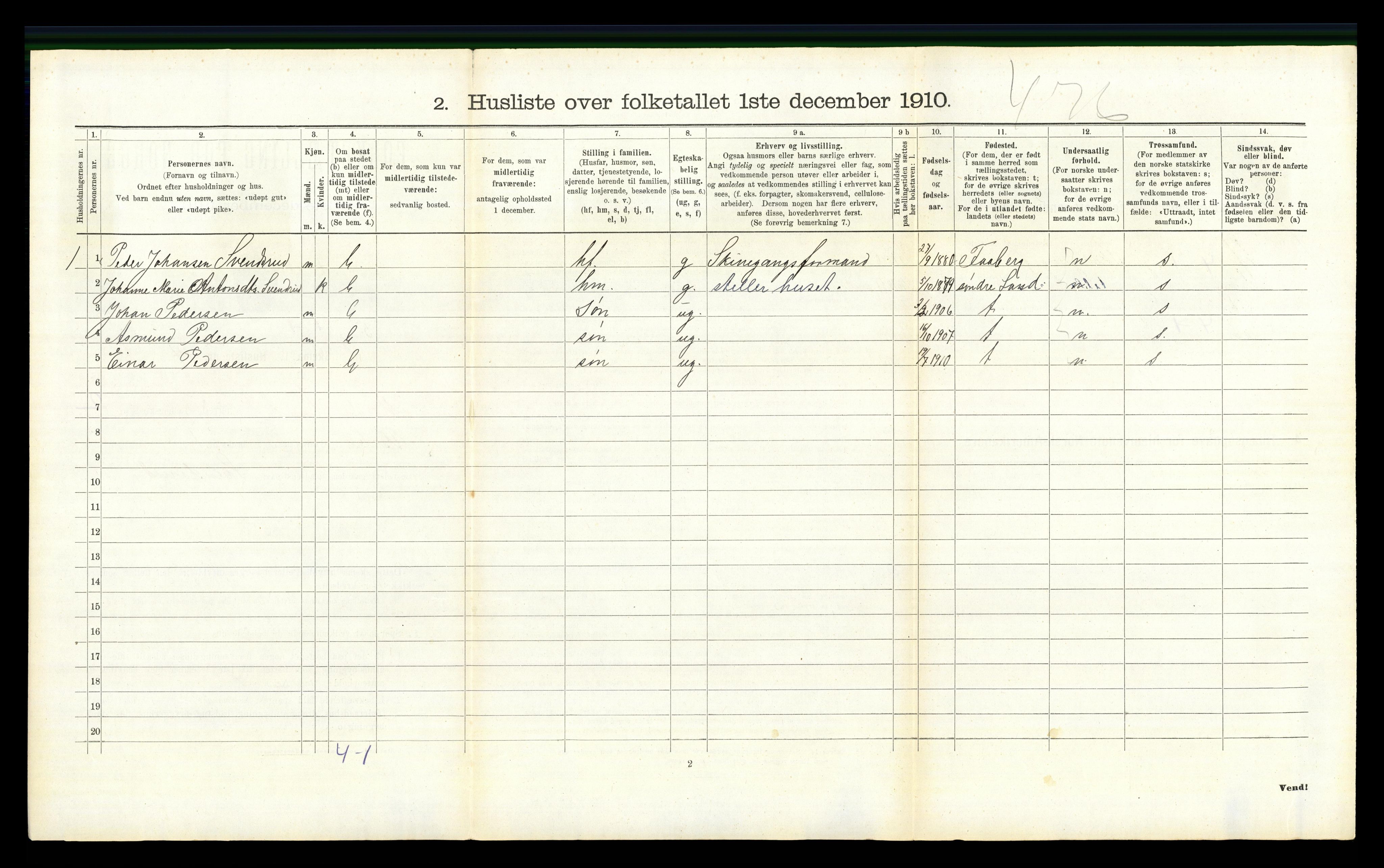 RA, Folketelling 1910 for 0538 Nordre Land herred, 1910, s. 258