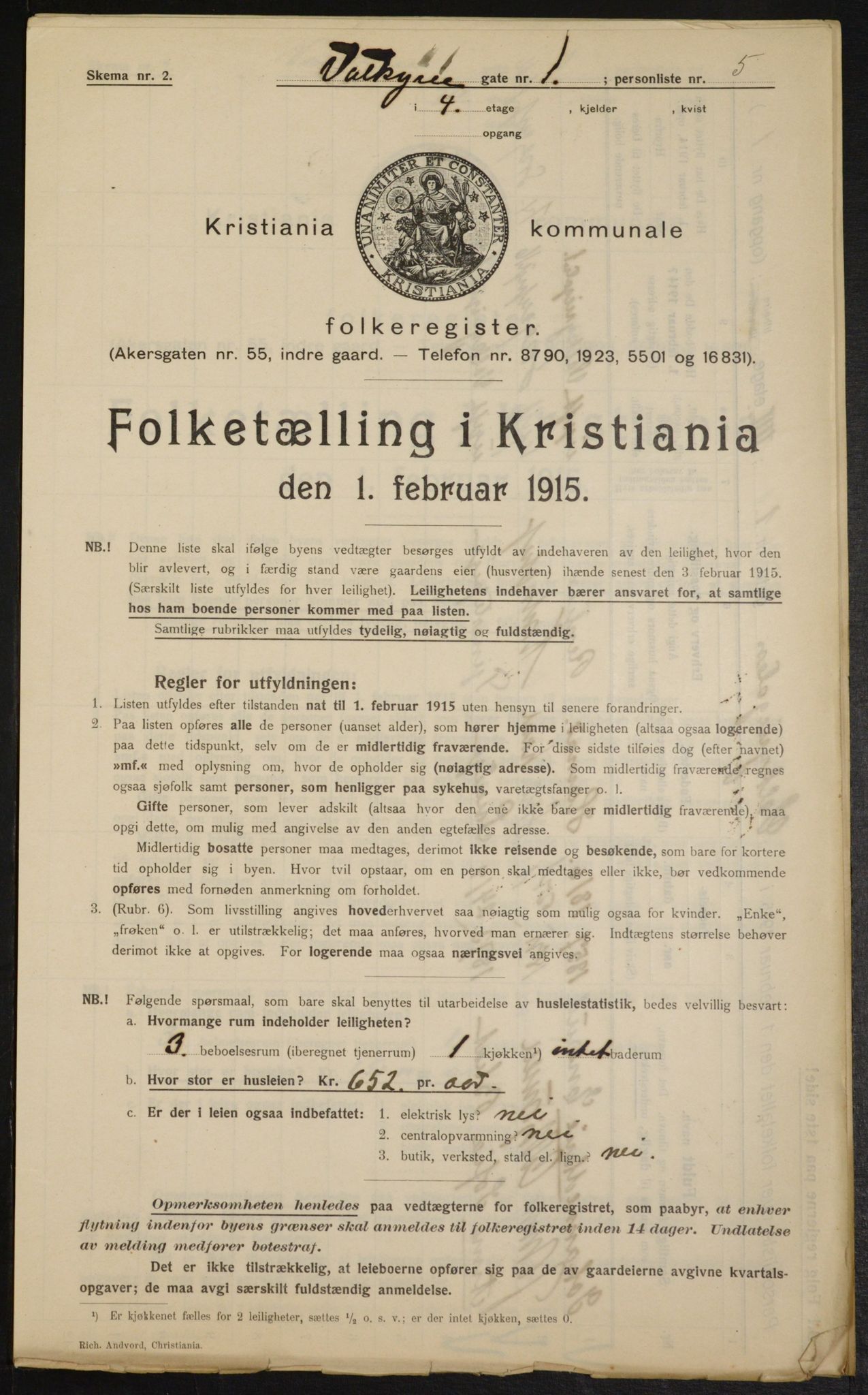 OBA, Kommunal folketelling 1.2.1915 for Kristiania, 1915, s. 122274