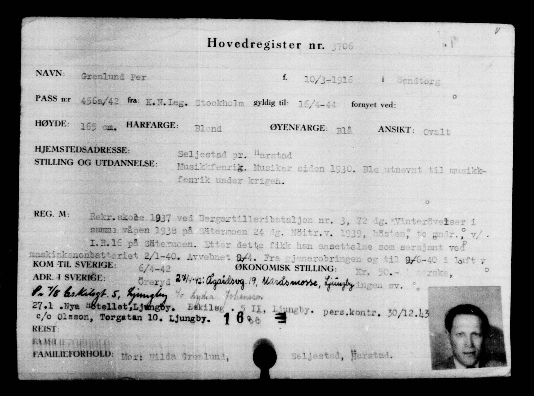 Den Kgl. Norske Legasjons Flyktningskontor, AV/RA-S-6753/V/Va/L0004: Kjesäterkartoteket.  Flyktningenr. 3496-6610, 1940-1945, s. 245