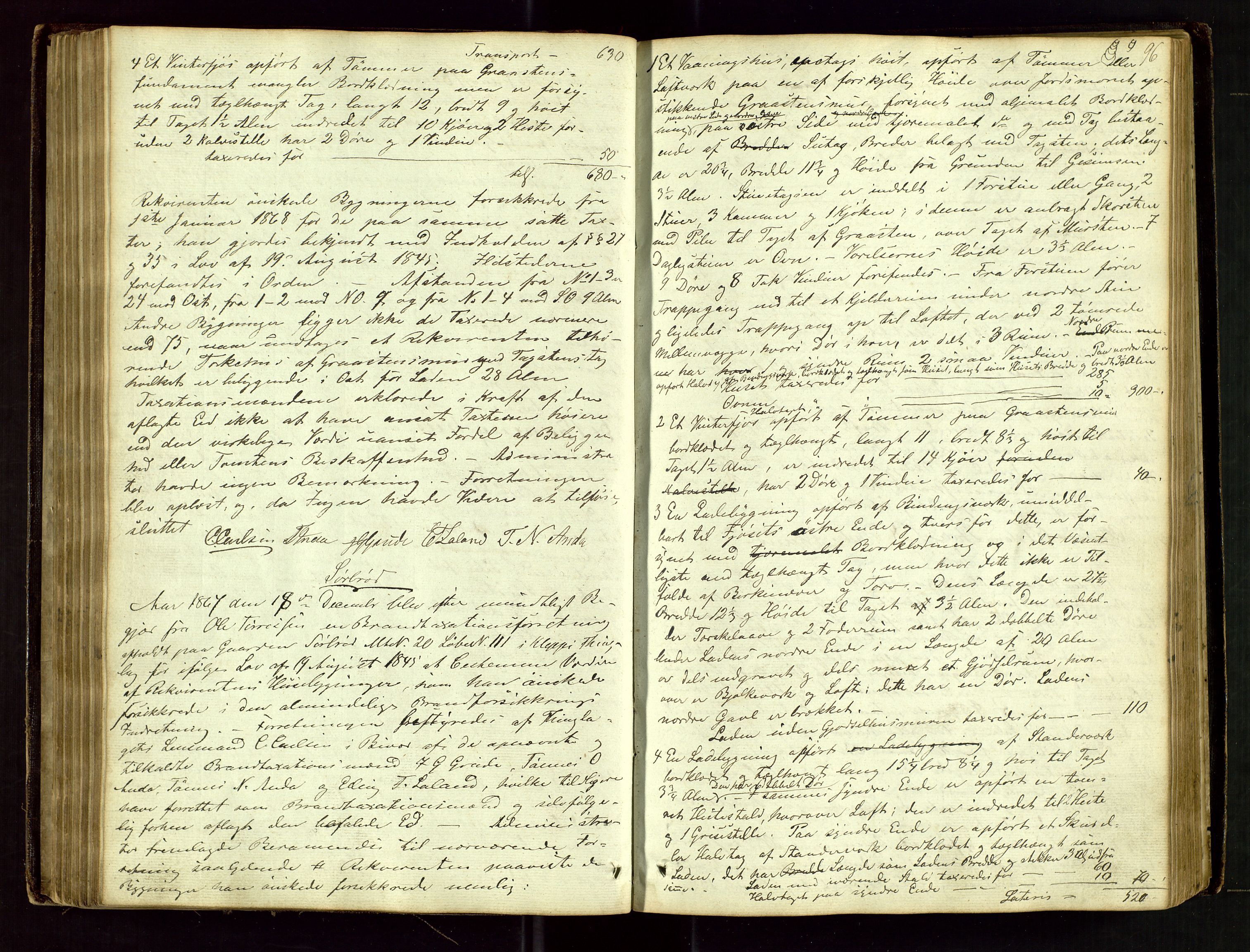 Klepp lensmannskontor, AV/SAST-A-100163/Gob/L0001: "Brandtaxatjons Protocol for Kleps Thinglaug", 1846-1881, s. 95b-96a