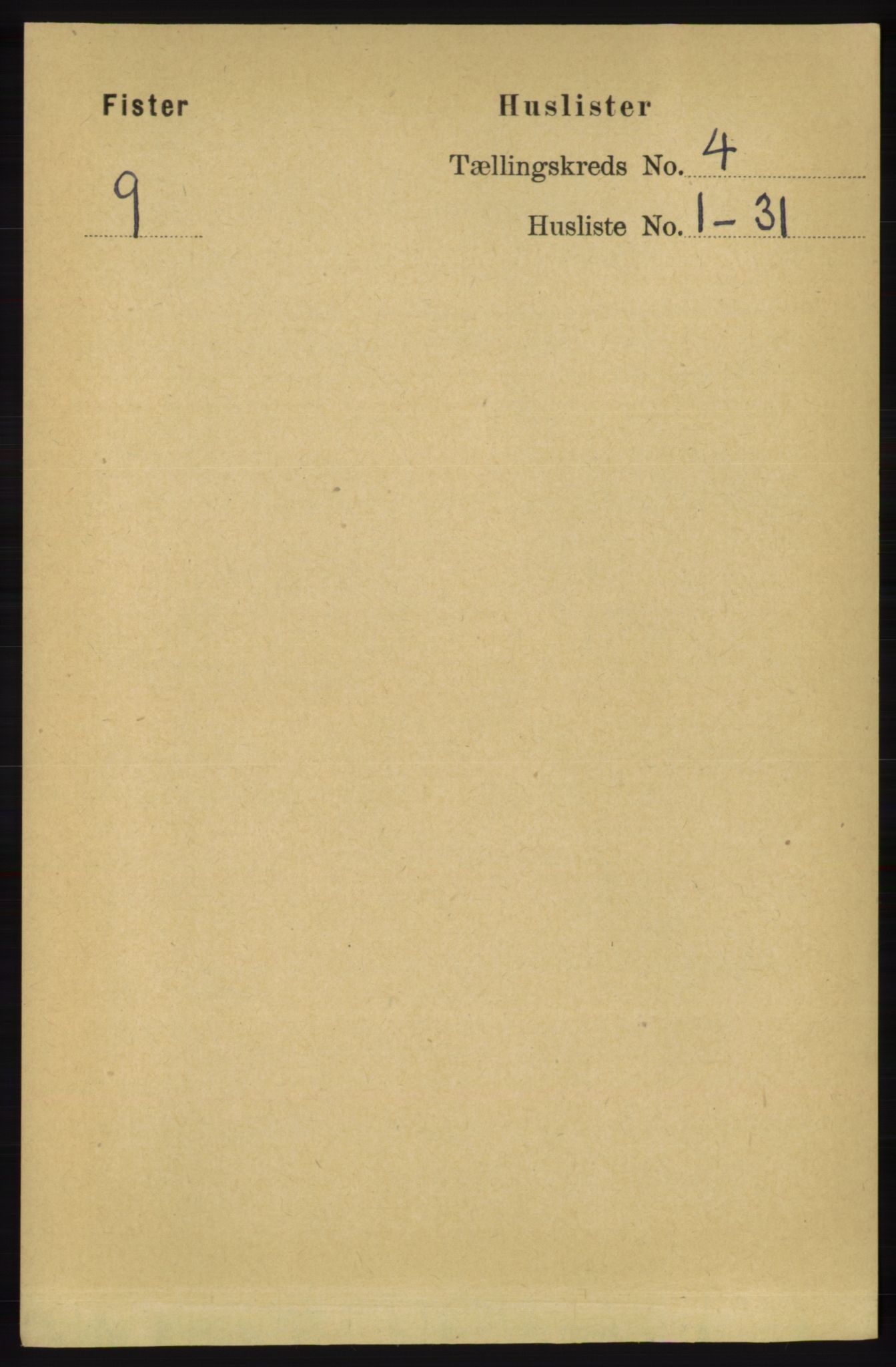RA, Folketelling 1891 for 1132 Fister herred, 1891, s. 819