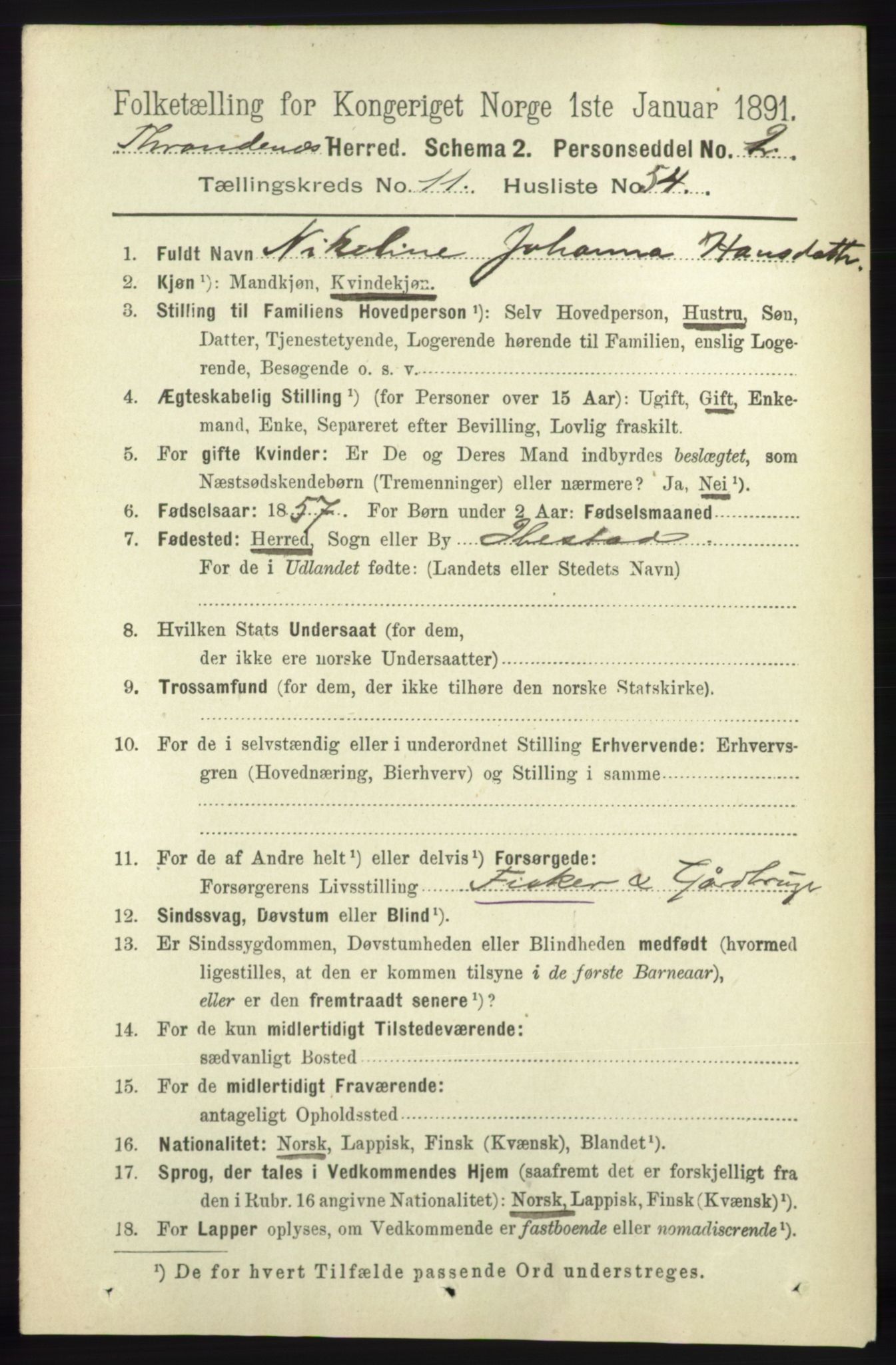 RA, Folketelling 1891 for 1914 Trondenes herred, 1891, s. 8387