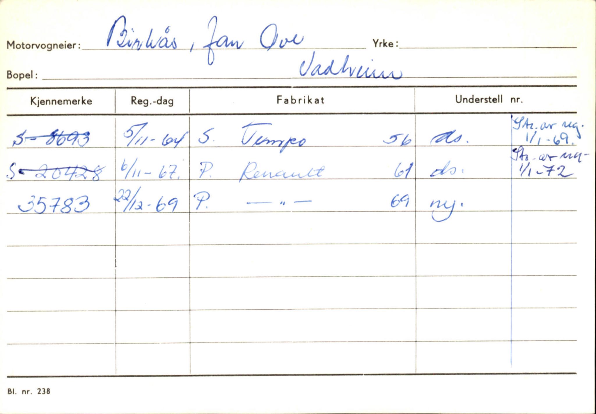 Statens vegvesen, Sogn og Fjordane vegkontor, SAB/A-5301/4/F/L0130: Eigarregister Eid T-Å. Høyanger A-O, 1945-1975, s. 611