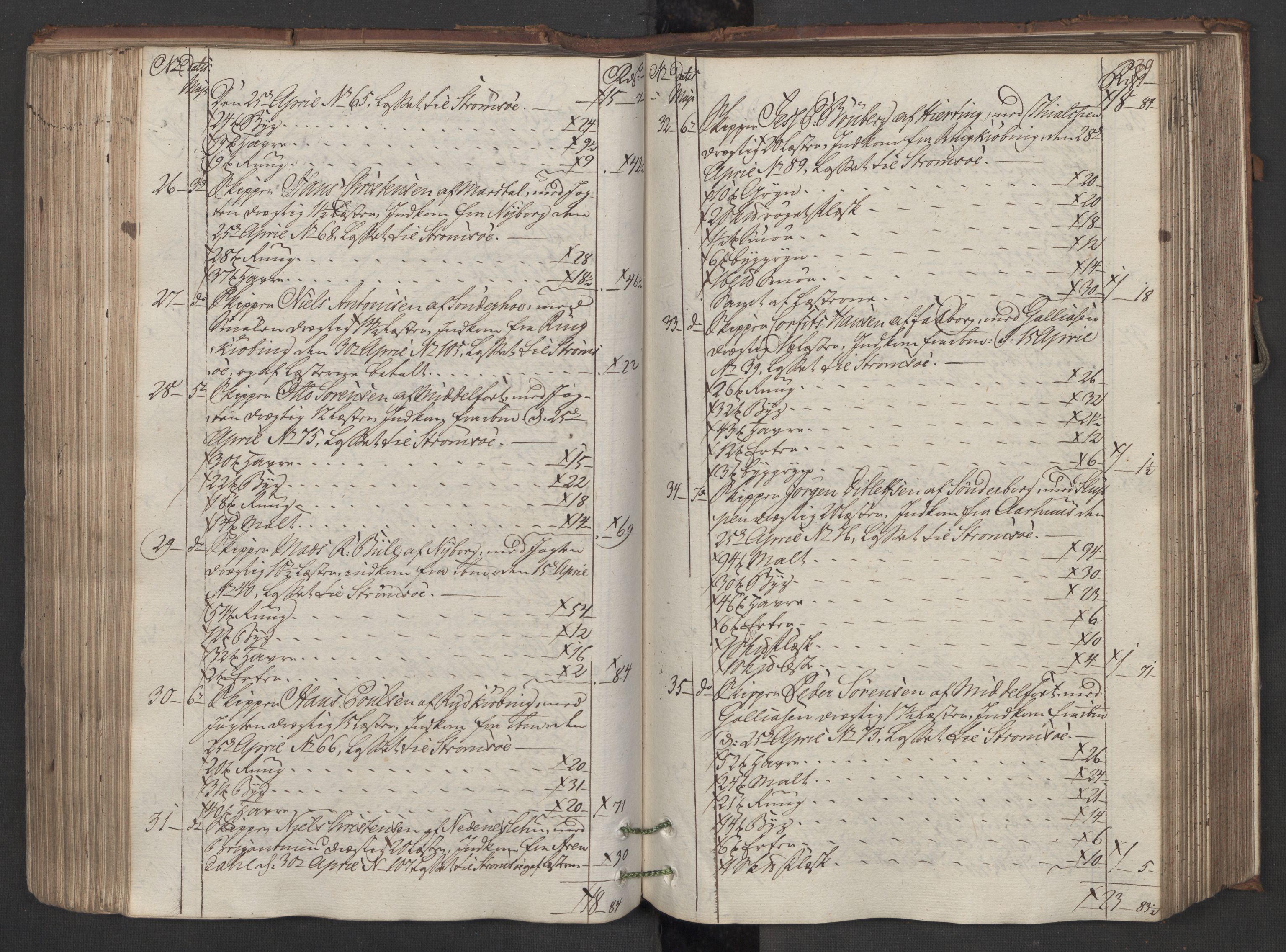 Generaltollkammeret, tollregnskaper, AV/RA-EA-5490/R08/L0150/0001: Tollregnskaper Drammen / Inngående hovedtollbok, 1788, s. 238b-239a