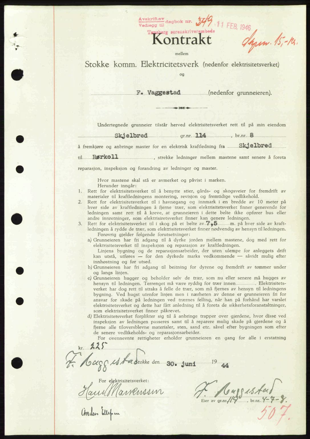 Jarlsberg sorenskriveri, SAKO/A-131/G/Ga/Gaa/L0018b: Pantebok nr. A-18b, 1946-1946, Dagboknr: 349/1946