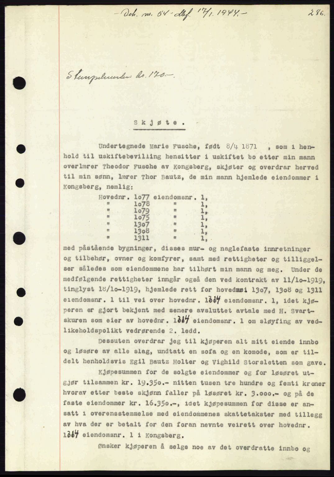 Numedal og Sandsvær sorenskriveri, SAKO/A-128/G/Ga/Gaa/L0055: Pantebok nr. A7, 1943-1944, Dagboknr: 54/1944